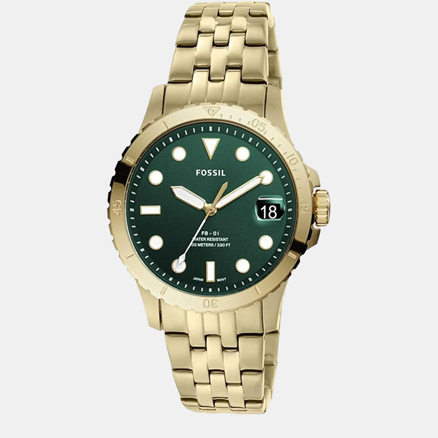 Fb-01 Women Quartz Green Dial Analog Stainless Steel Watch ES4746 - Image 4