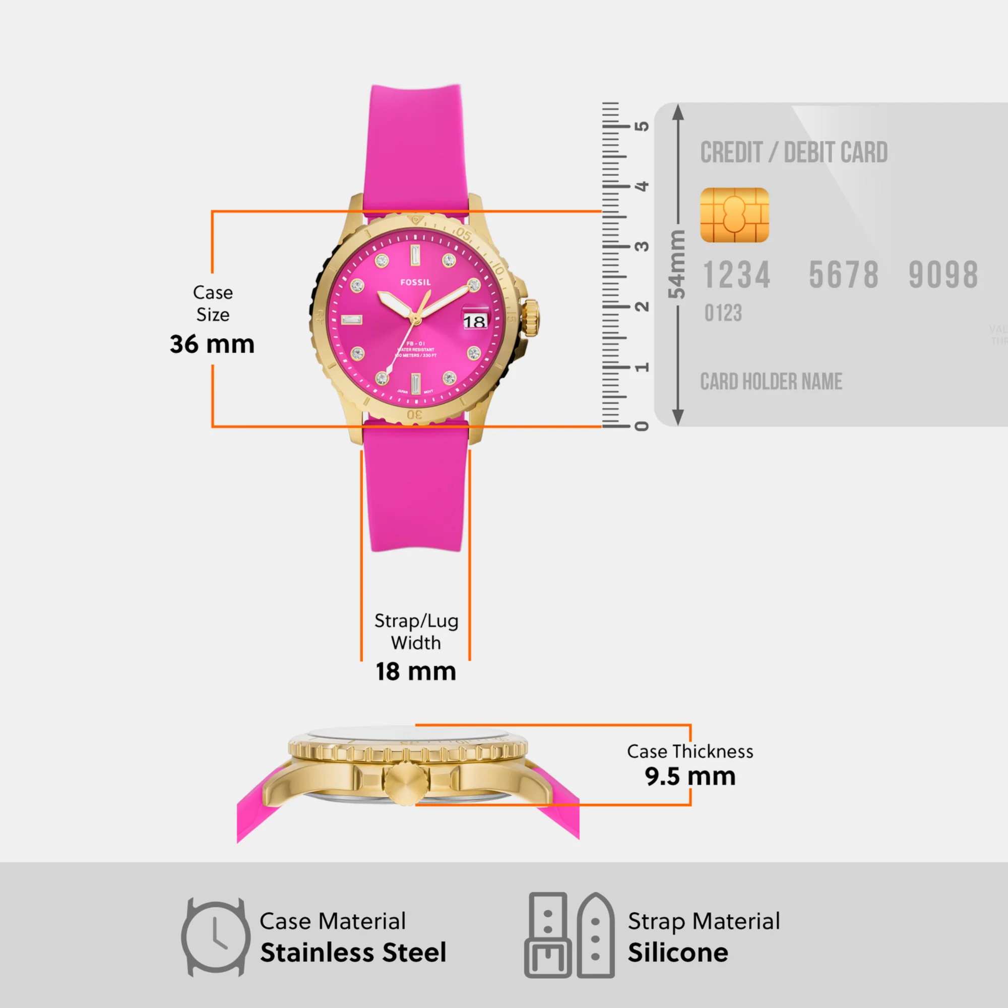 Fb-01 Women Quartz Pink Dial Analog Silicone Watch ES5290 - Image 4