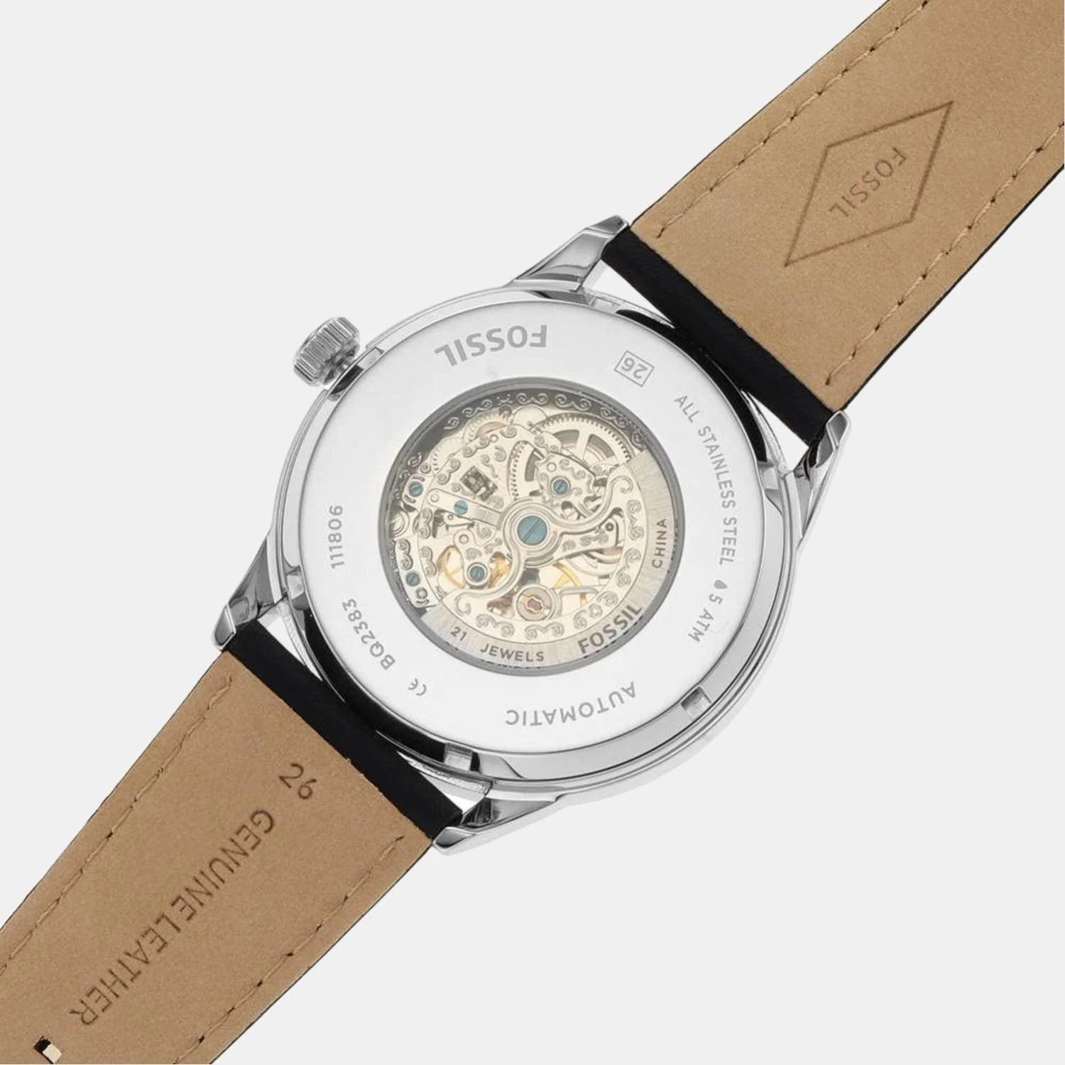 Flynn Men Automatic Black Dial Analog Leather Watch BQ2383 - Image 6