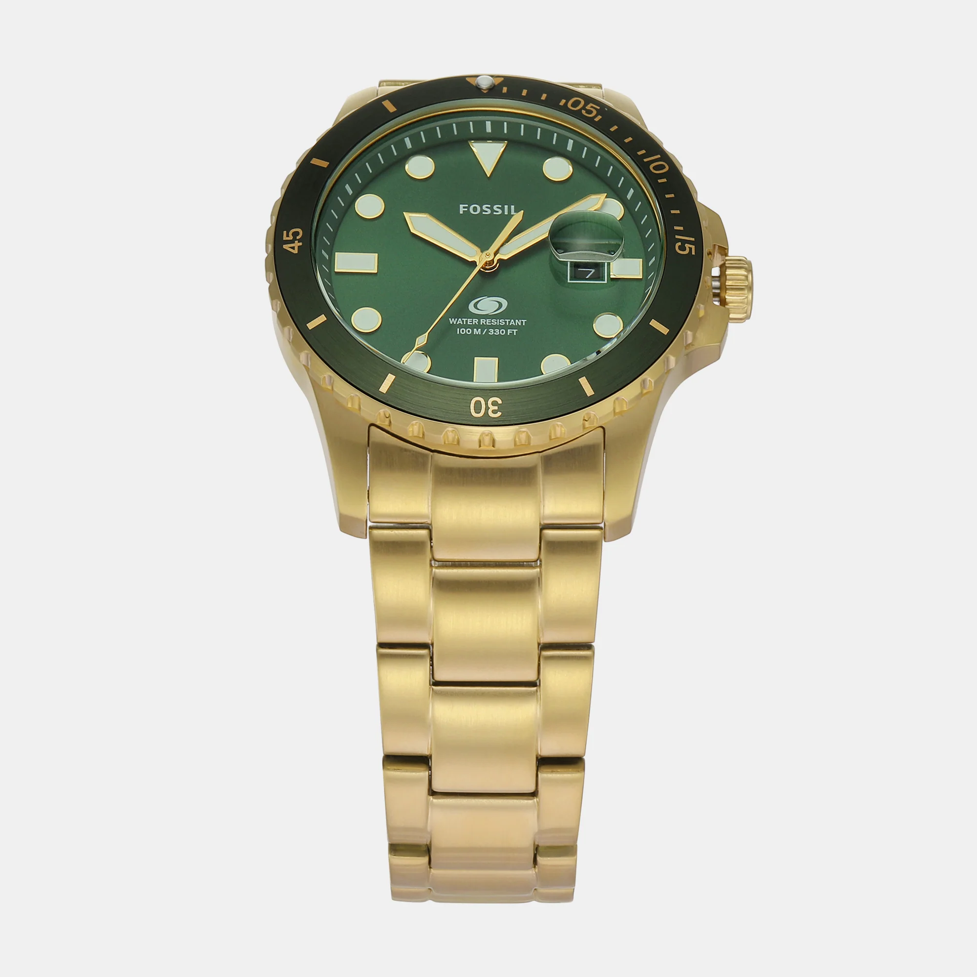 Fossil Blue Dive Men Quartz Green Dial Analog Stainless Steel Watch FS6030 - Image 3