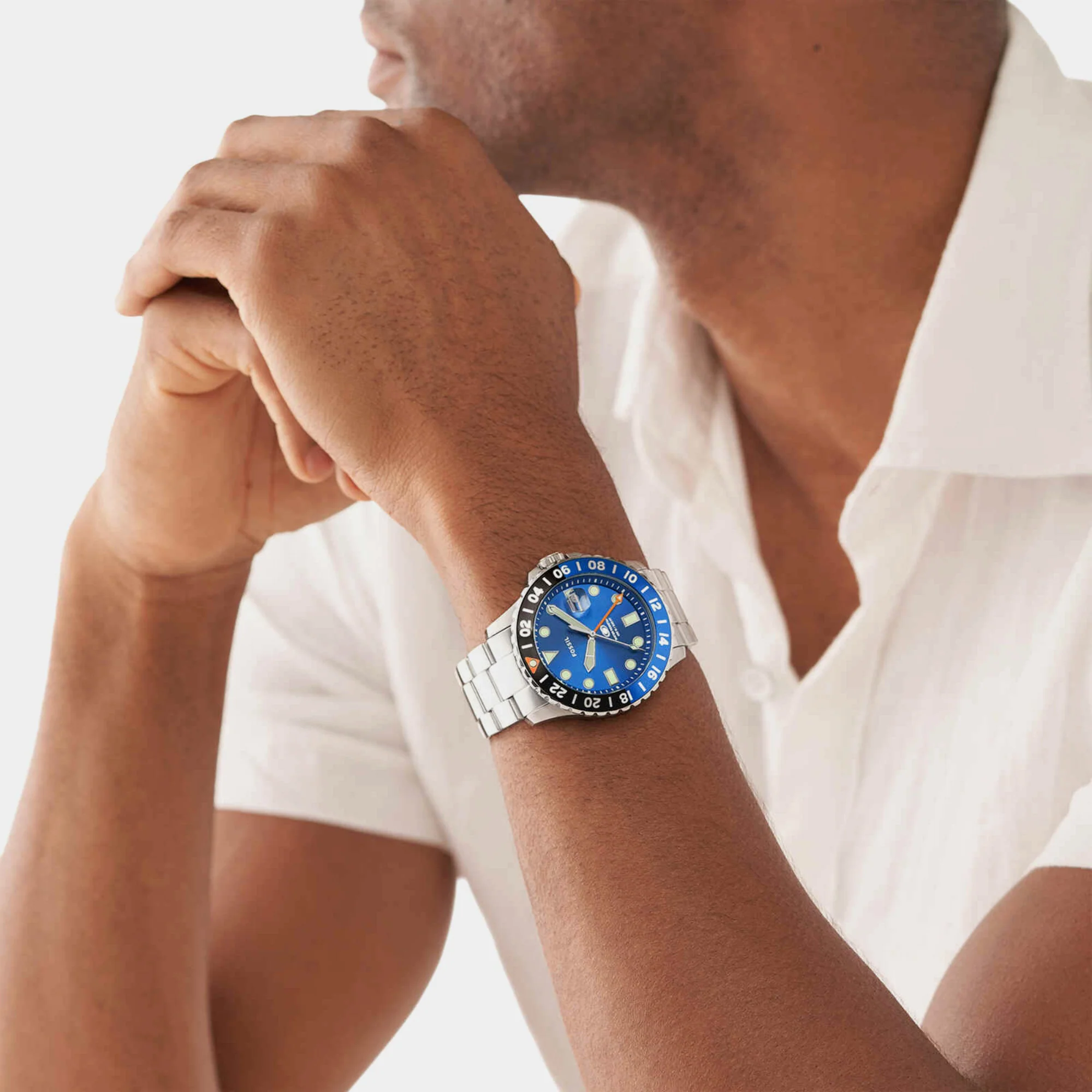 Fossil Blue GMT Men GMT Blue Dial Analog Stainless Steel Watch FS5991 - Image 4