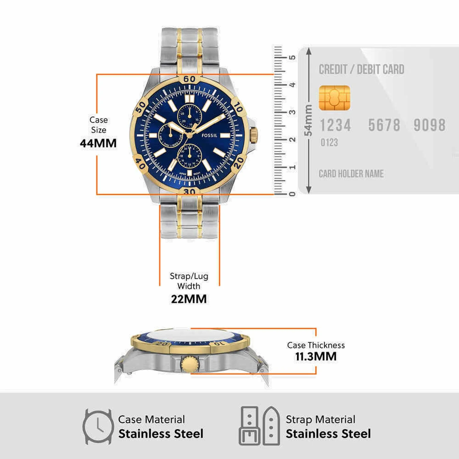 Garrett Men Quartz Blue Dial Multi-Function Stainless Steel Watch FS6146 - Image 6