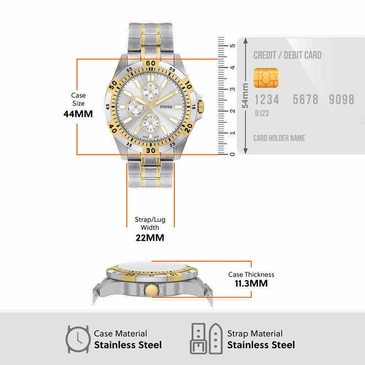 Garrett Men Quartz Silver Dial Multi-Function Stainless Steel Watch FS6148 - Image 5