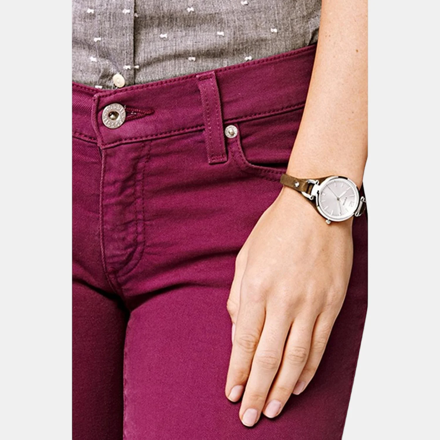 Georgia Women Quartz Silver Dial Analog Leather Watch ES3060 - Image 4