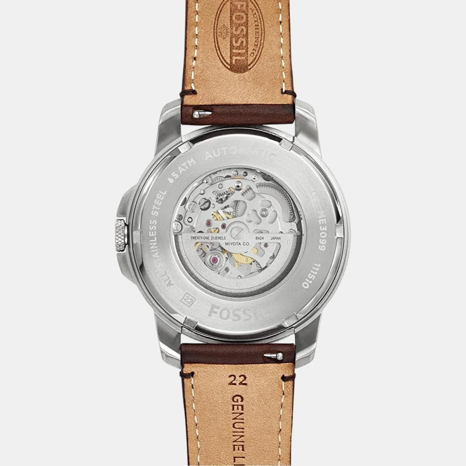 Grant Men Automatic Cream Dial Analog Leather Watch ME3099 - Image 6