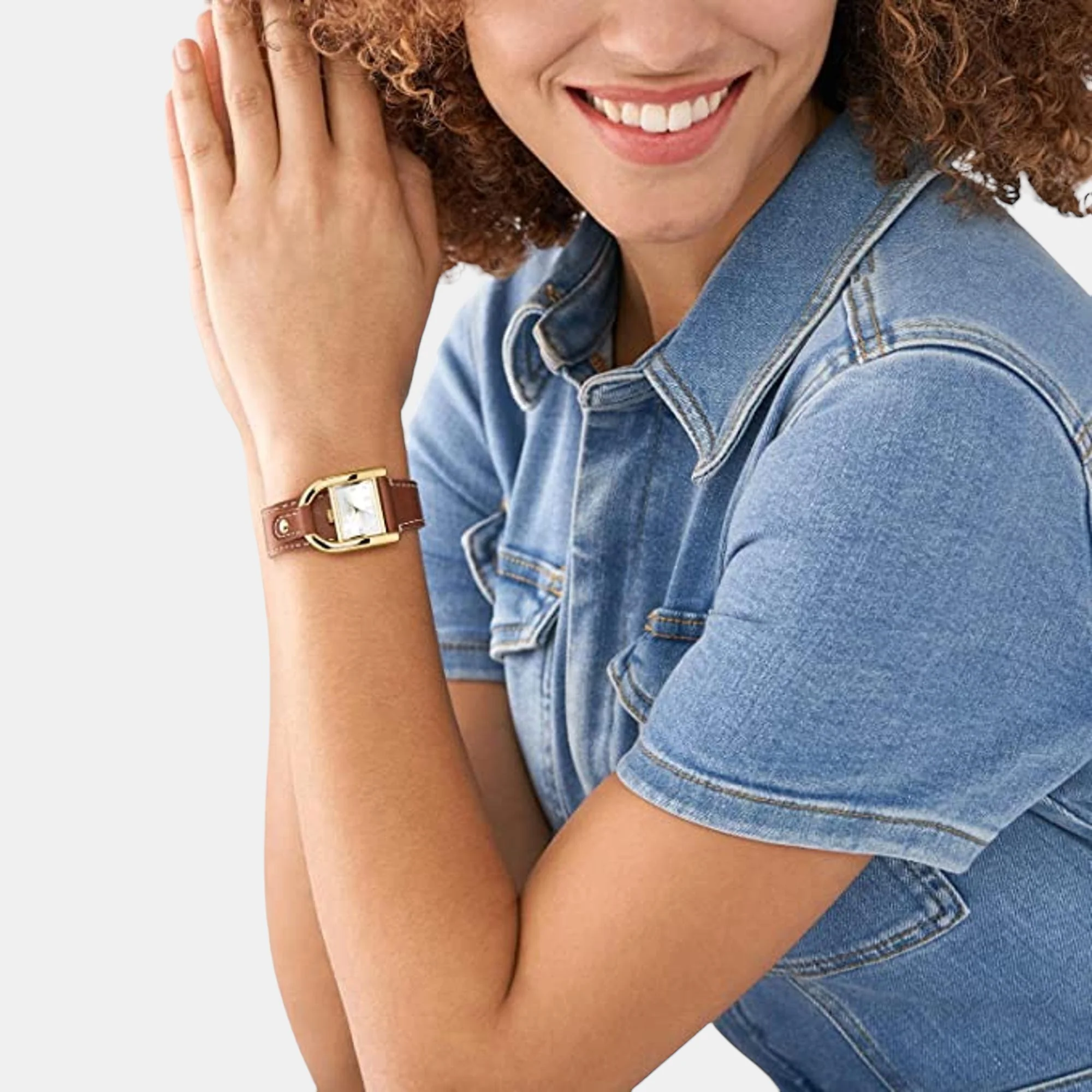 Harwell Women Quartz White Dial Analog Leather Watch ES5264 - Image 4