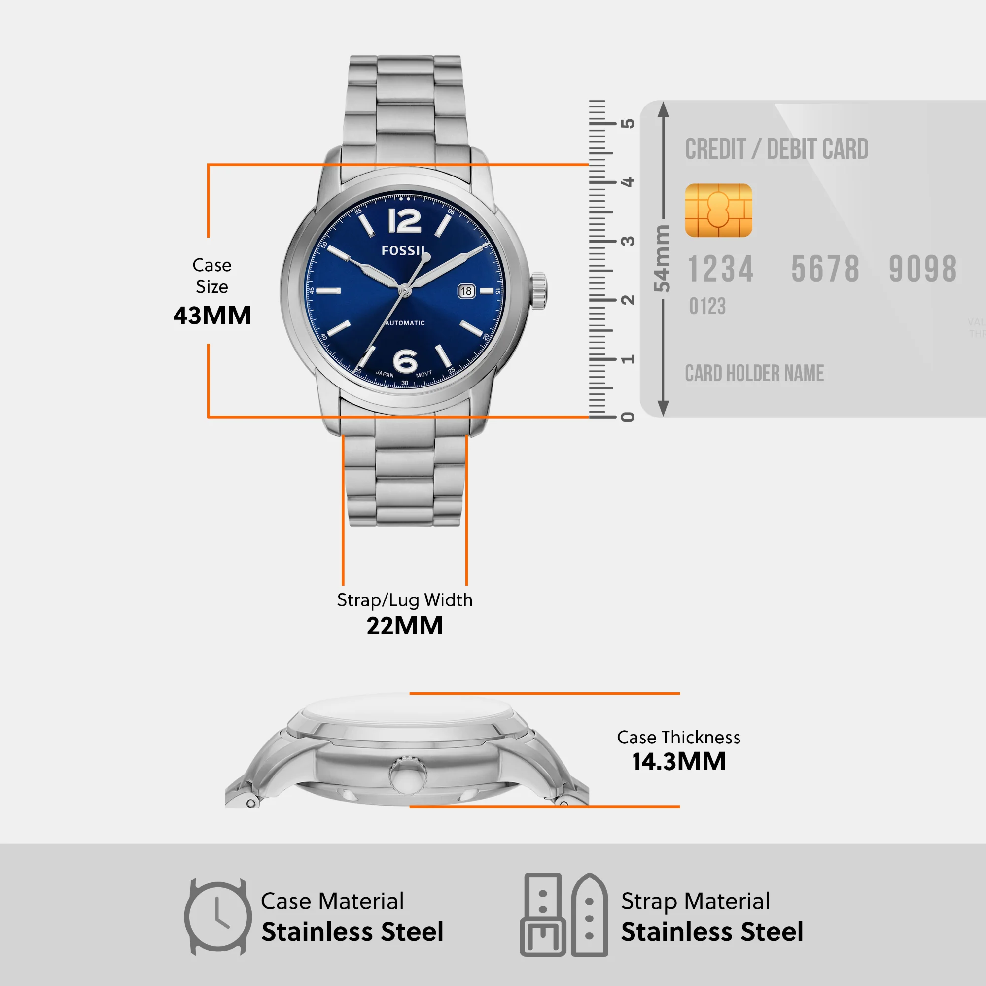 Heritage Men Automatic Blue Dial Analog Stainless Steel Watch ME3244 - Image 7