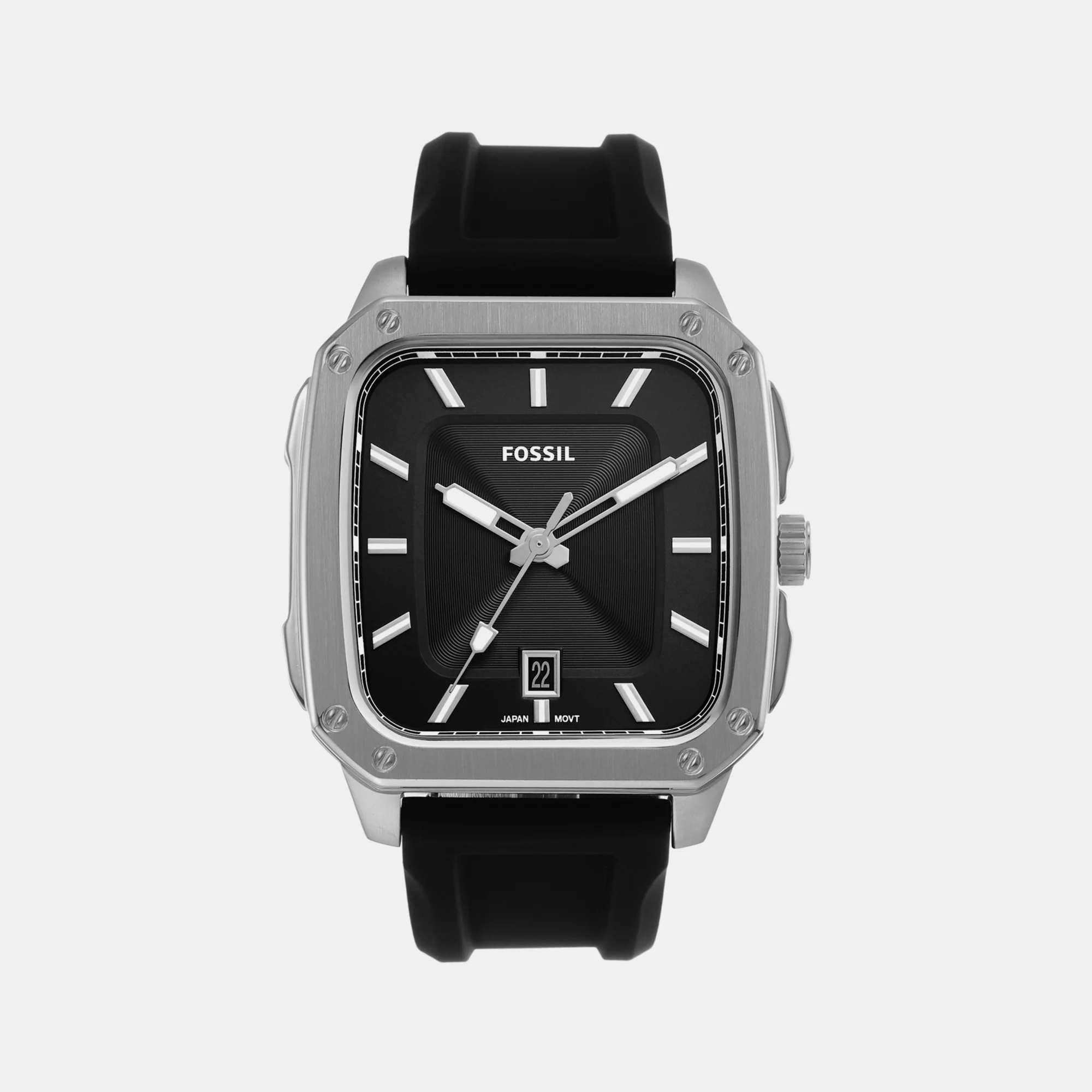 Inscription Men Quartz Black Dial Analog Silicone Watch FS5980