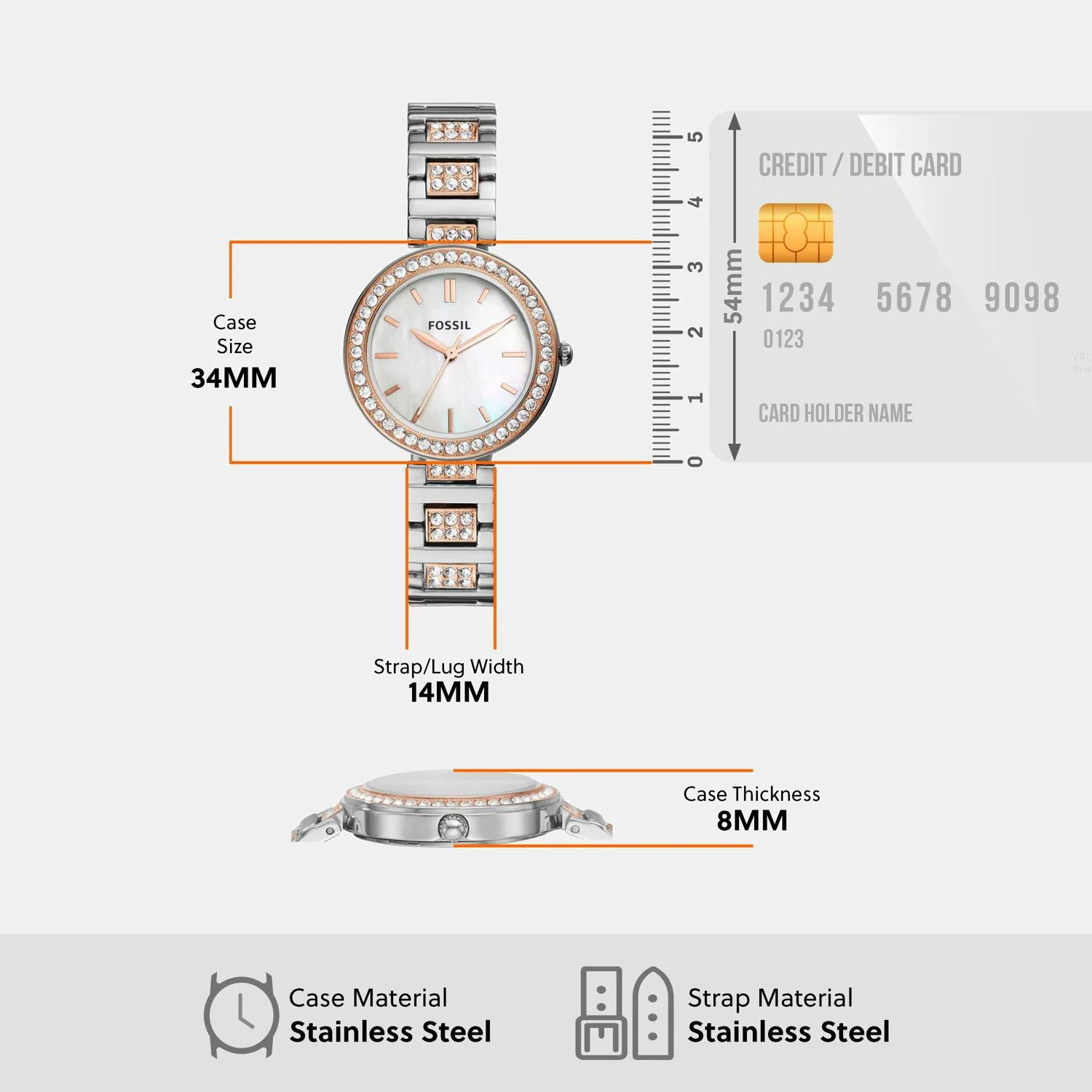 Karli Women Quartz White Mother Of Pearl Dial Analog Stainless Steel Watch BQ3337 - Image 7