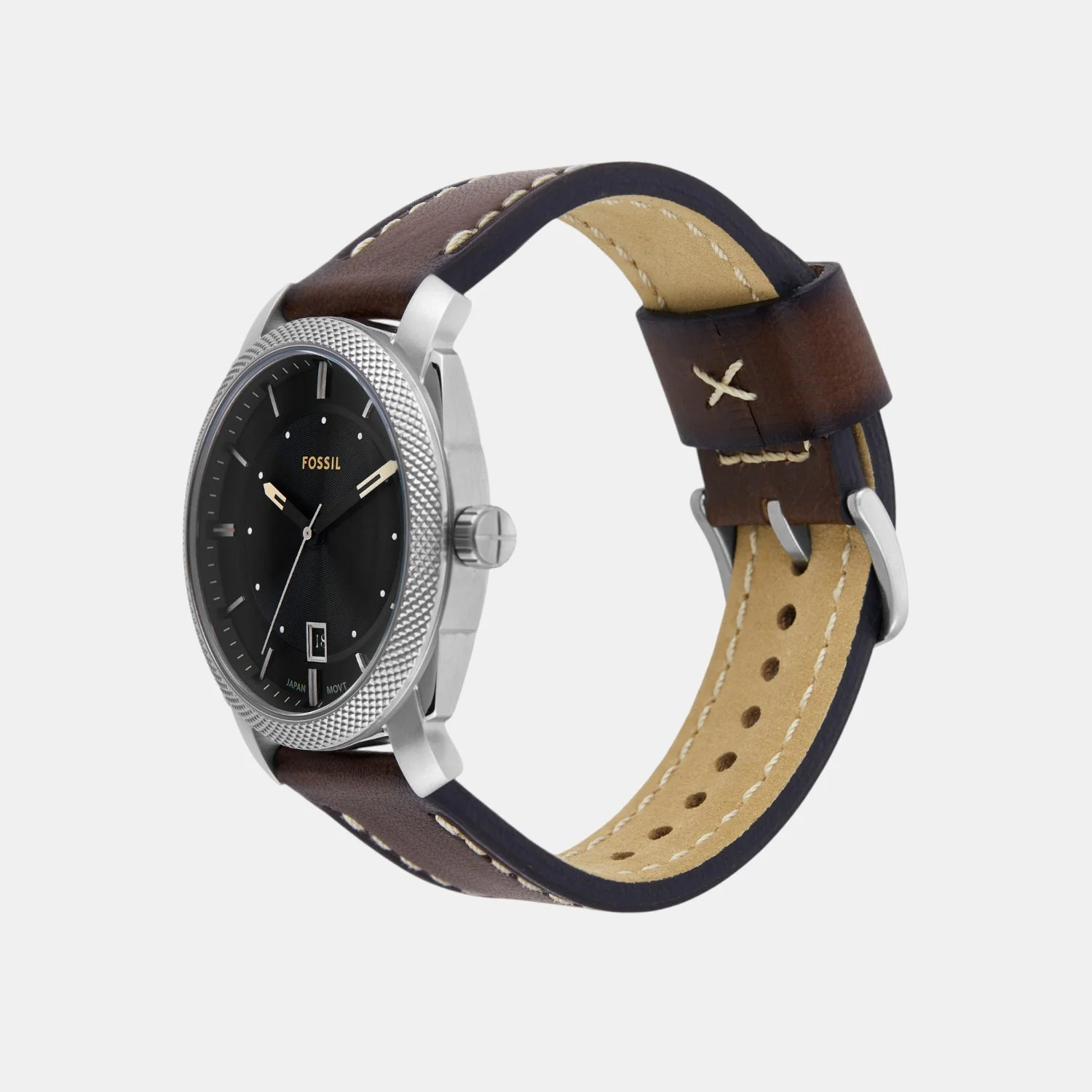 Machine Men Quartz Black Dial Analog Leather Watch FS6081SET - Image 4