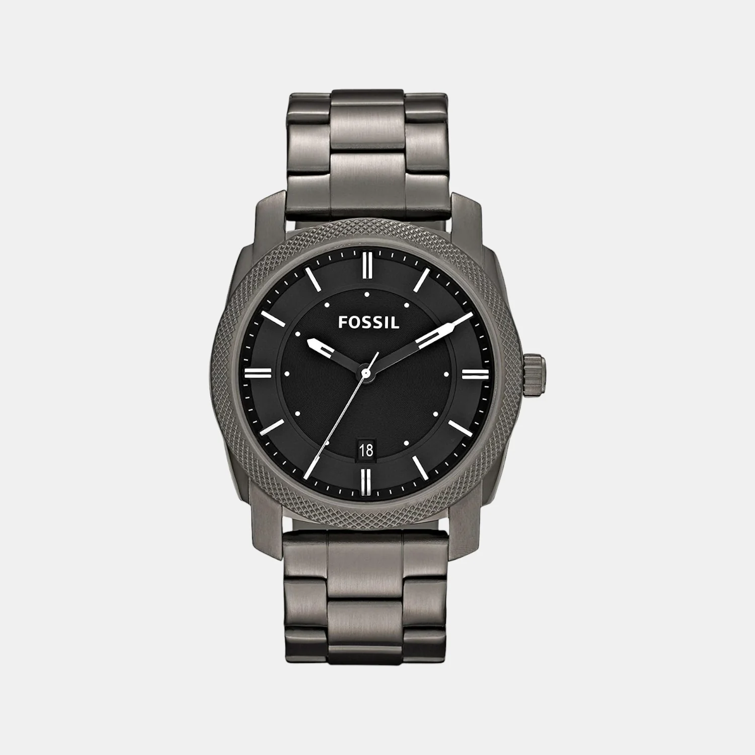 Machine Men Quartz Black Dial Analog Stainless Steel Watch FS4774
