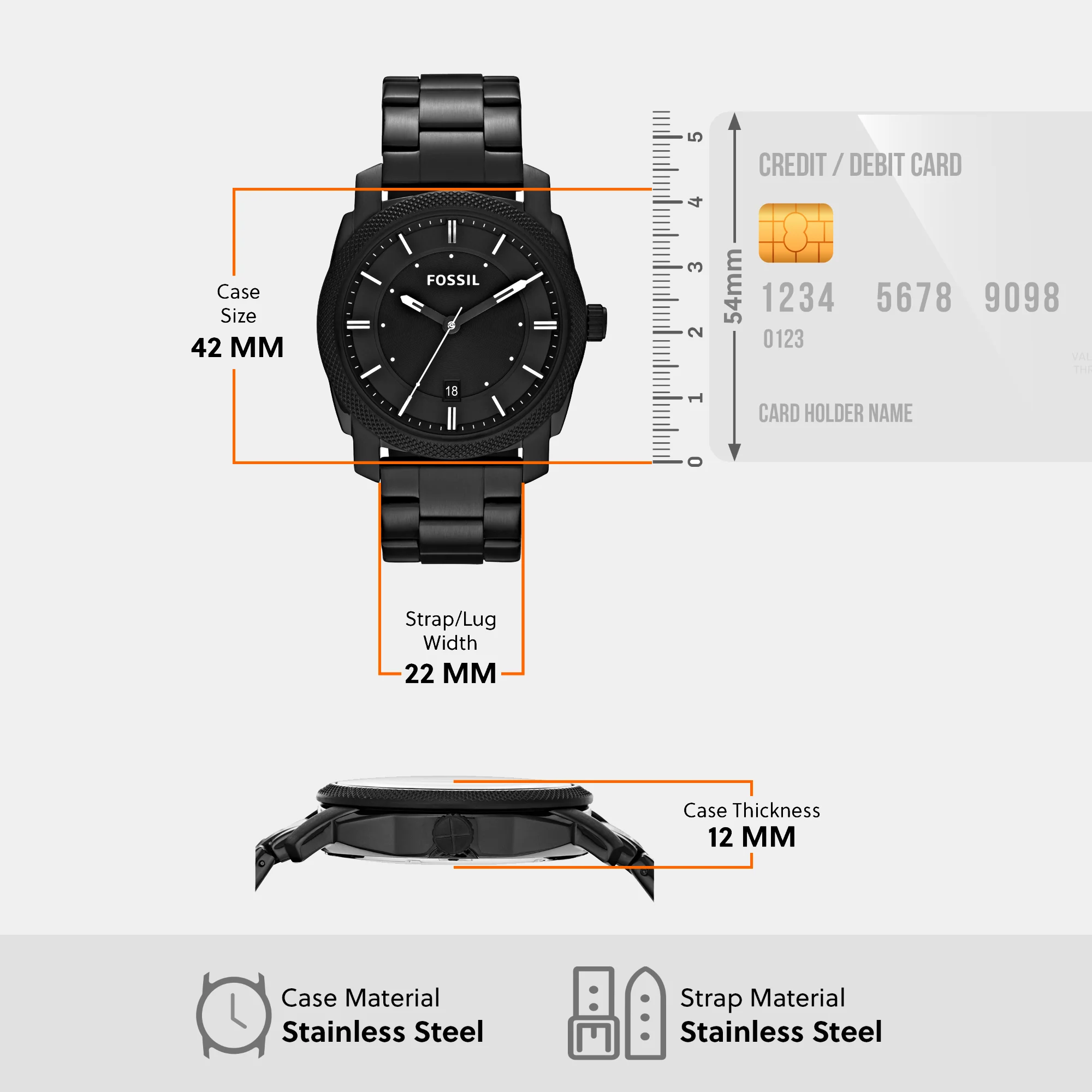Machine Men Quartz Black Dial Analog Stainless Steel Watch FS4775 - Image 5