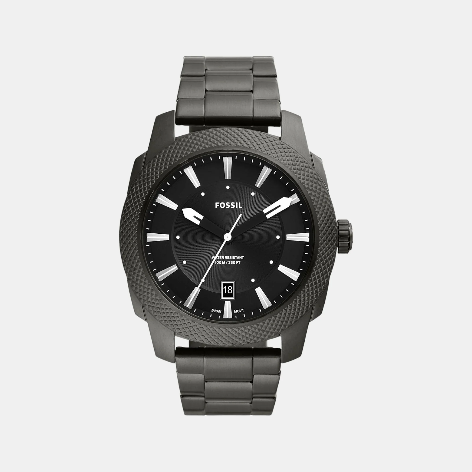 Machine Men Quartz Black Dial Analog Stainless Steel Watch FS5970