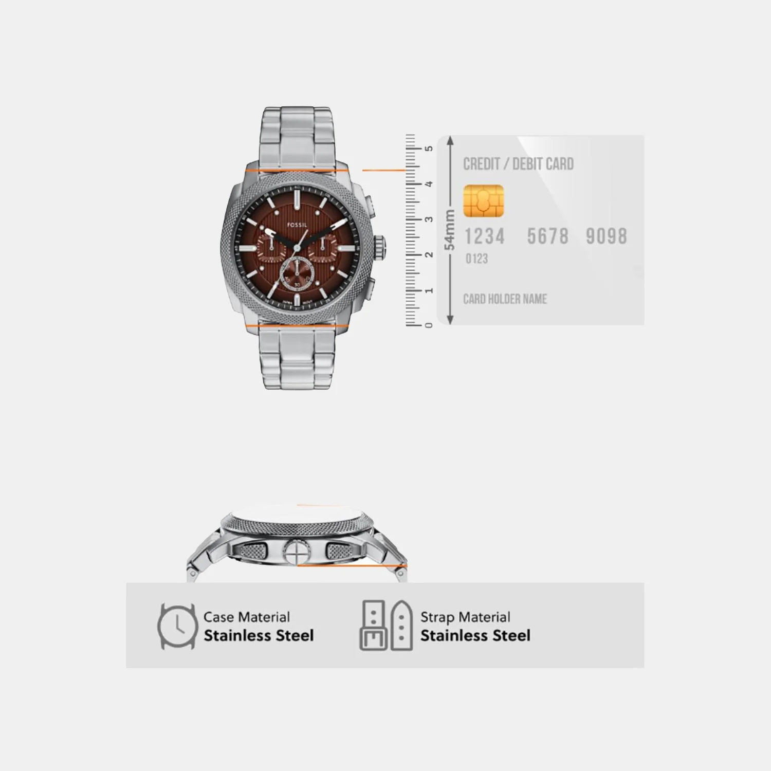 Machine Men Quartz Brown Dial Chronograph Stainless Steel Watch FS6144 - Image 7