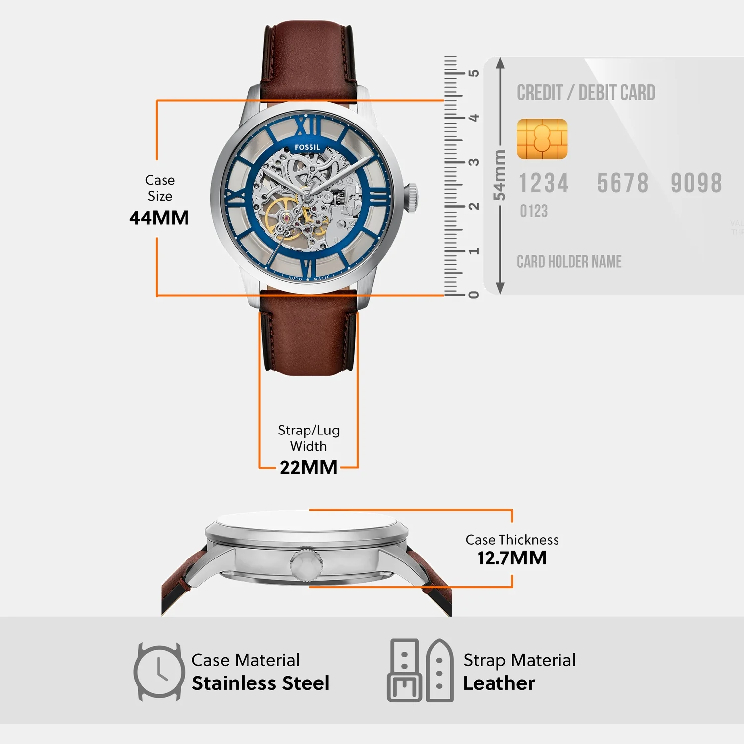 Men Mechanical Clear Dial Analog Leather Watch ME3267 - Image 4