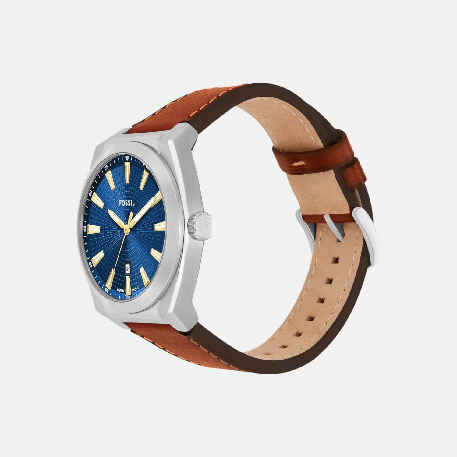 Men Quartz Blue Dial Analog Leather Watch FS6115 - Image 4