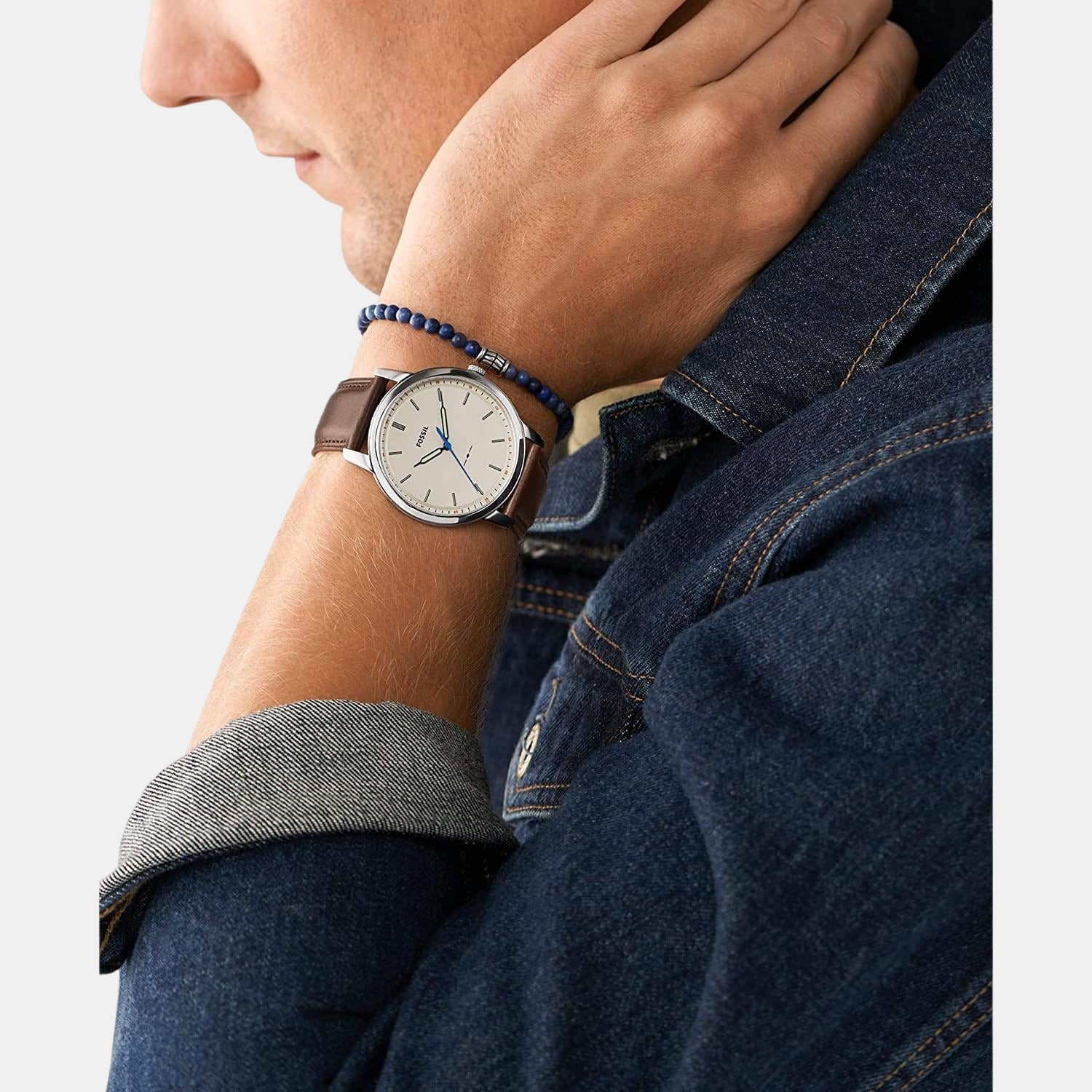Minimalist Men Quartz Grey Dial Analog Leather Watch FS5966SET - Image 4