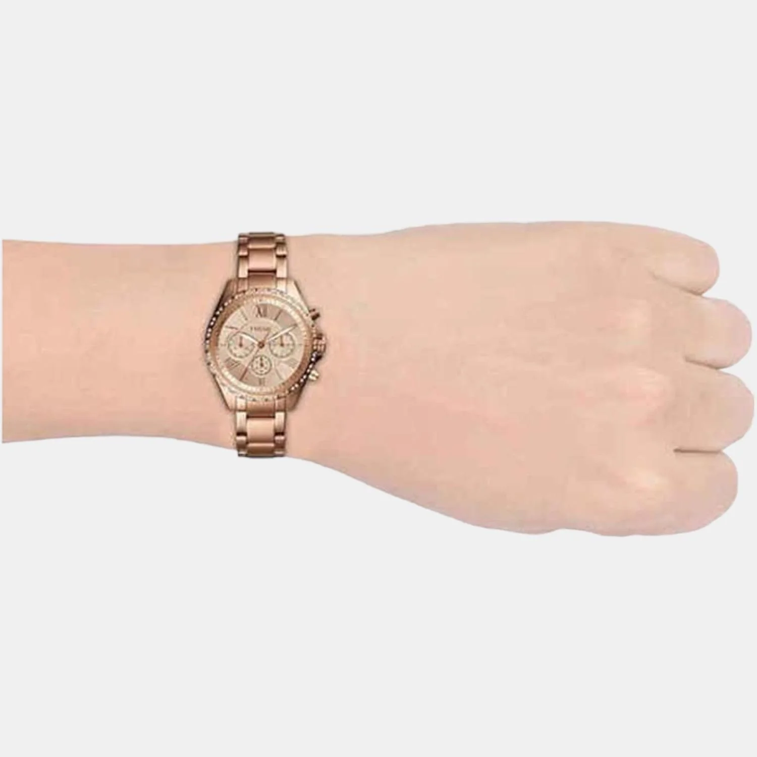 Modern Courier Women Quartz Rose Gold Dial Chronograph Stainless Steel Watch BQ3377 - Image 3