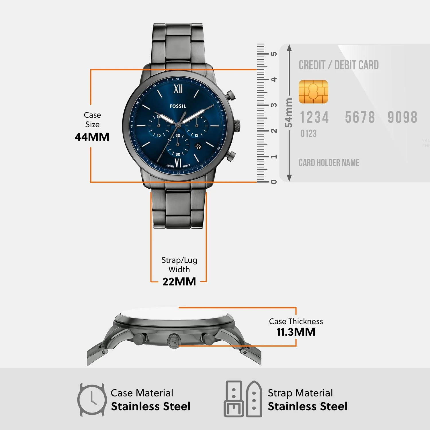 Neutra Men Quartz Blue Dial Chronograph Stainless Steel Watch FS6111 - Image 8