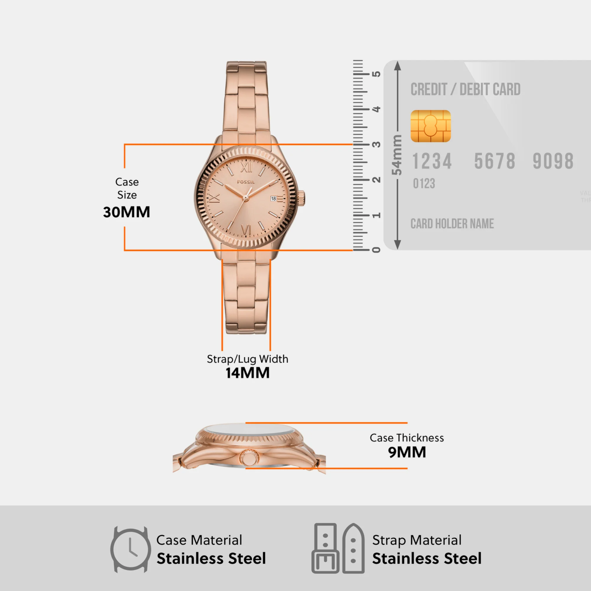 Rye Women Quartz Rose Gold Dial Analog Stainless Steel Watch BQ3639 - Image 3