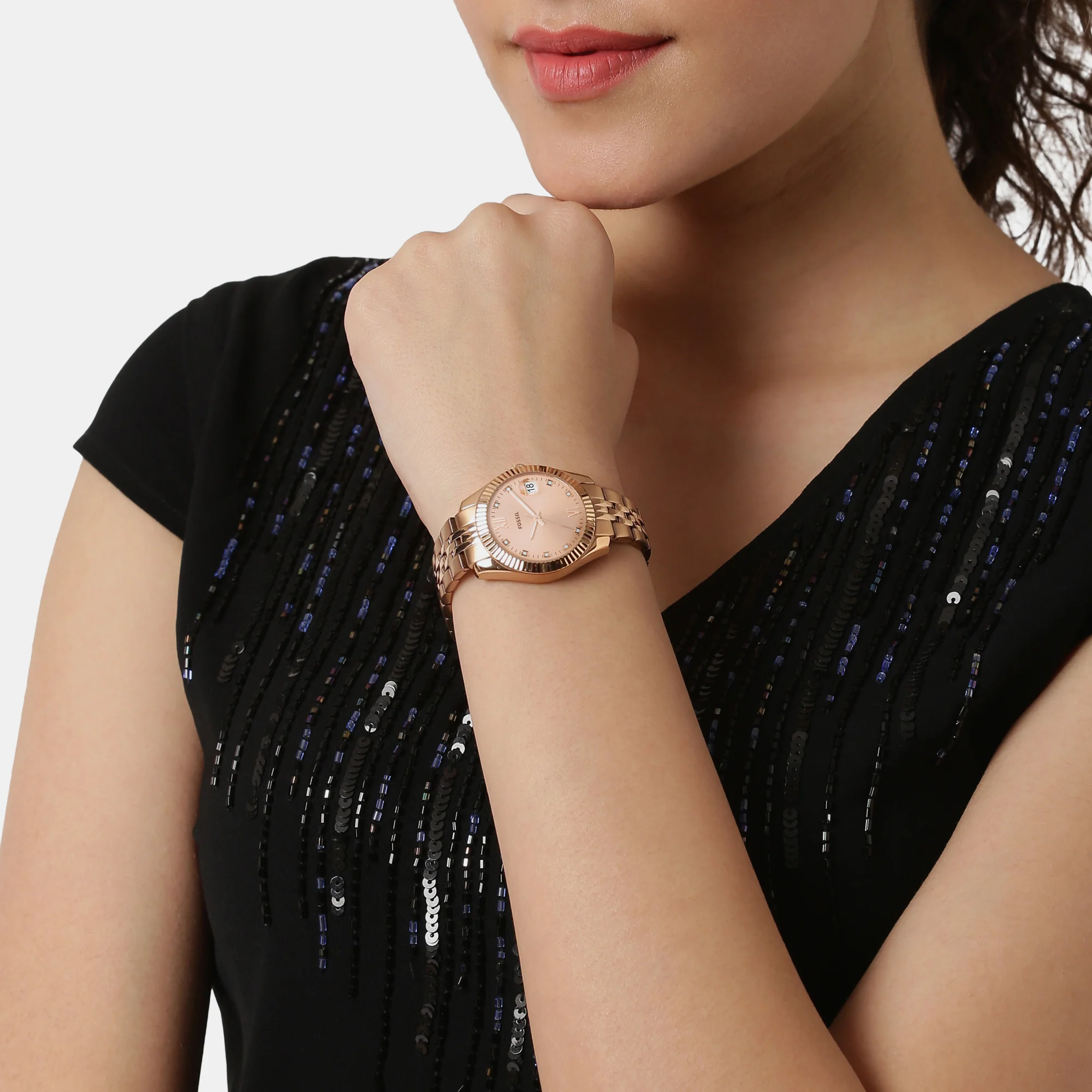 Scarlette Mini Women Quartz Rose Gold Dial Analog Stainless Steel Watch ES4898 - Image 7