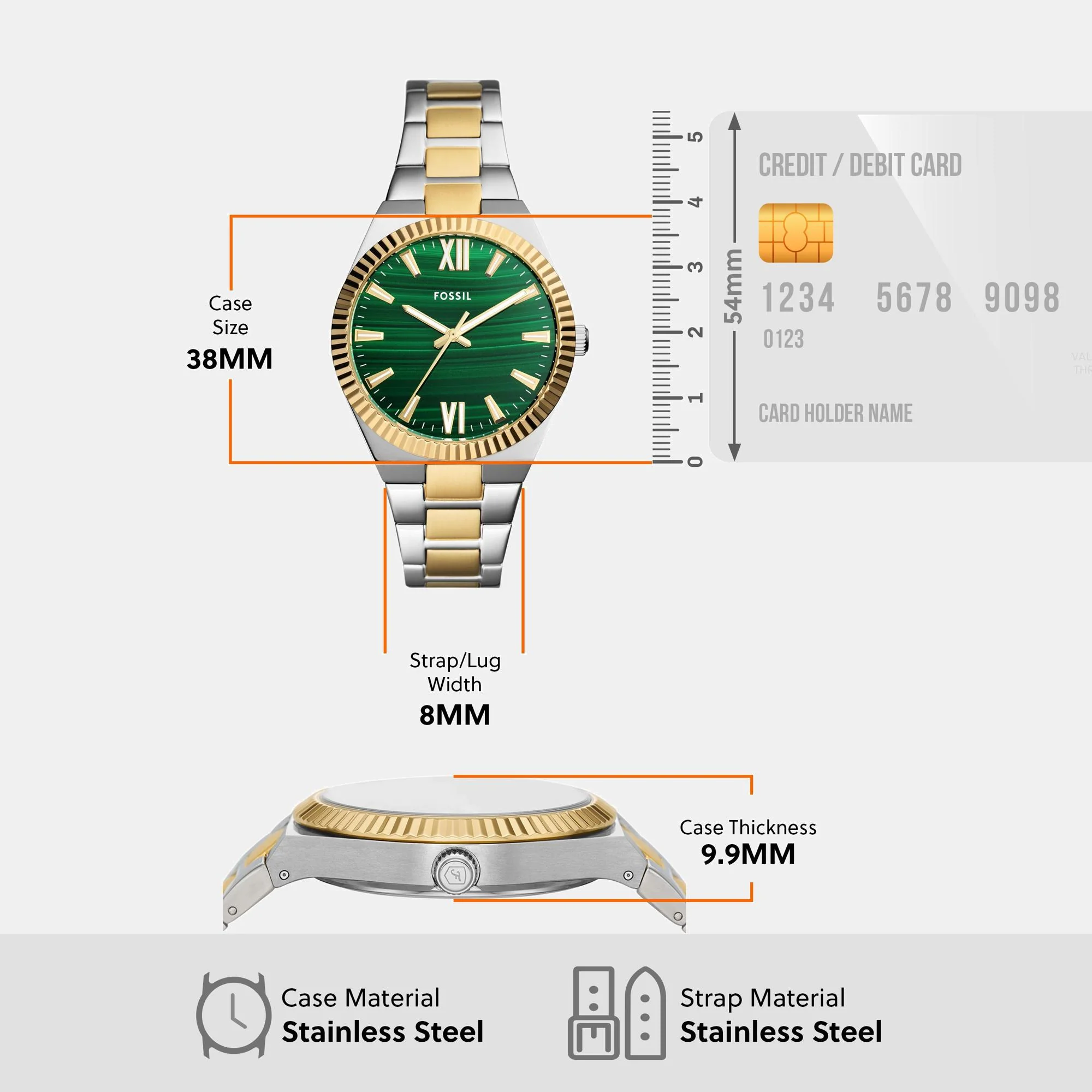 Scarlette Women Quartz Green Dial Analog Stainless Steel Watch ES5334 - Image 8