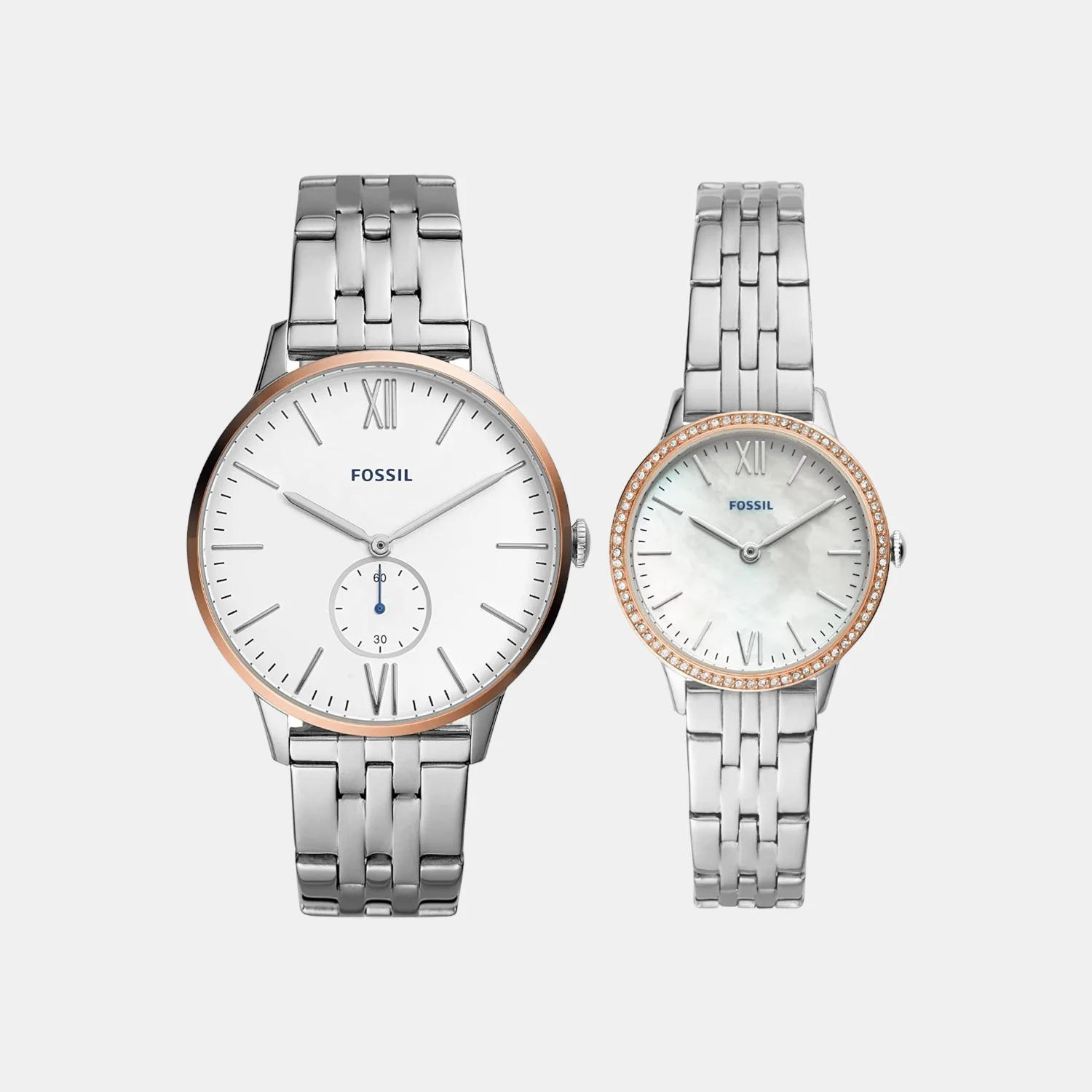 The Andy And Addison Set Couple Quartz White Dial Analog Stainless Steel Watch FS5562SET