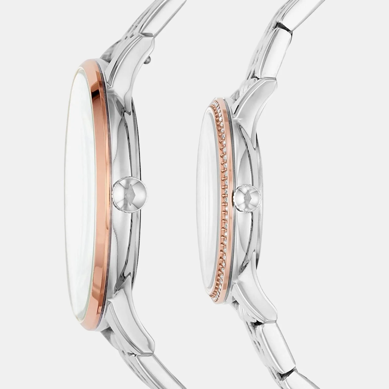 The Andy And Addison Set Couple Quartz White Dial Analog Stainless Steel Watch FS5562SET - Image 2