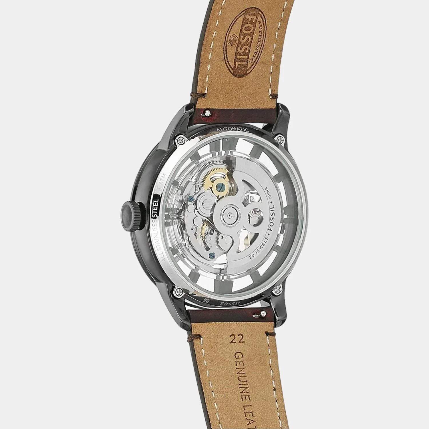 Towns Men Automatic Brown Dial Analog Leather Watch ME3098 - Image 2