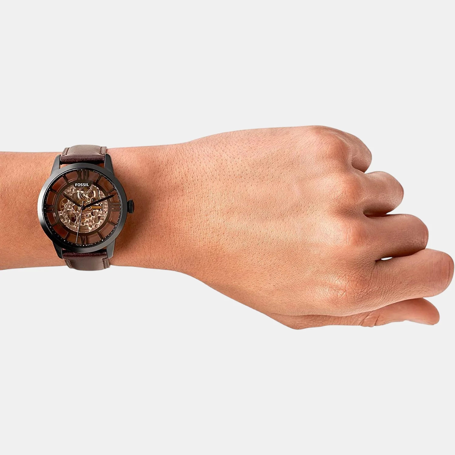 Towns Men Automatic Brown Dial Analog Leather Watch ME3098 - Image 5