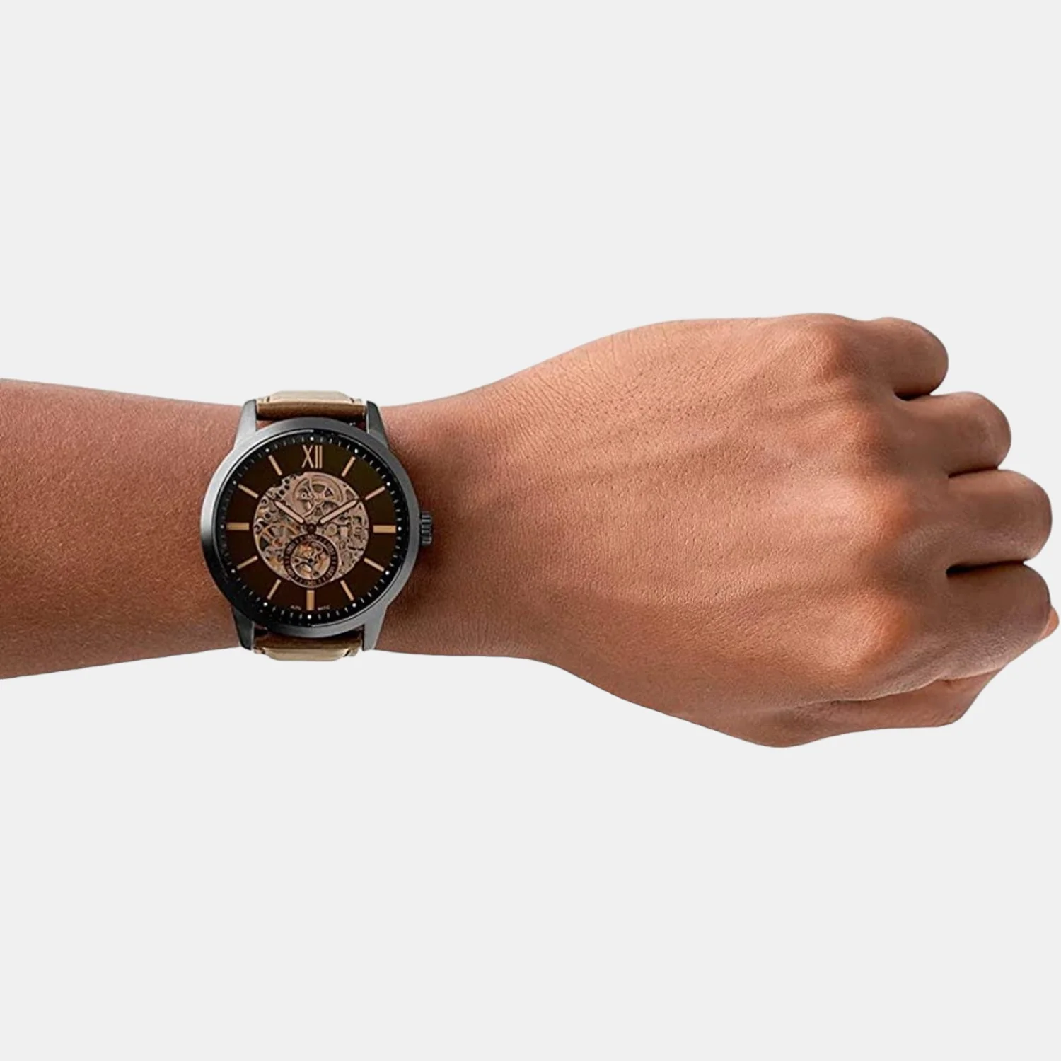Towns Men Automatic Brown Dial Analog Leather Watch ME3155 - Image 3