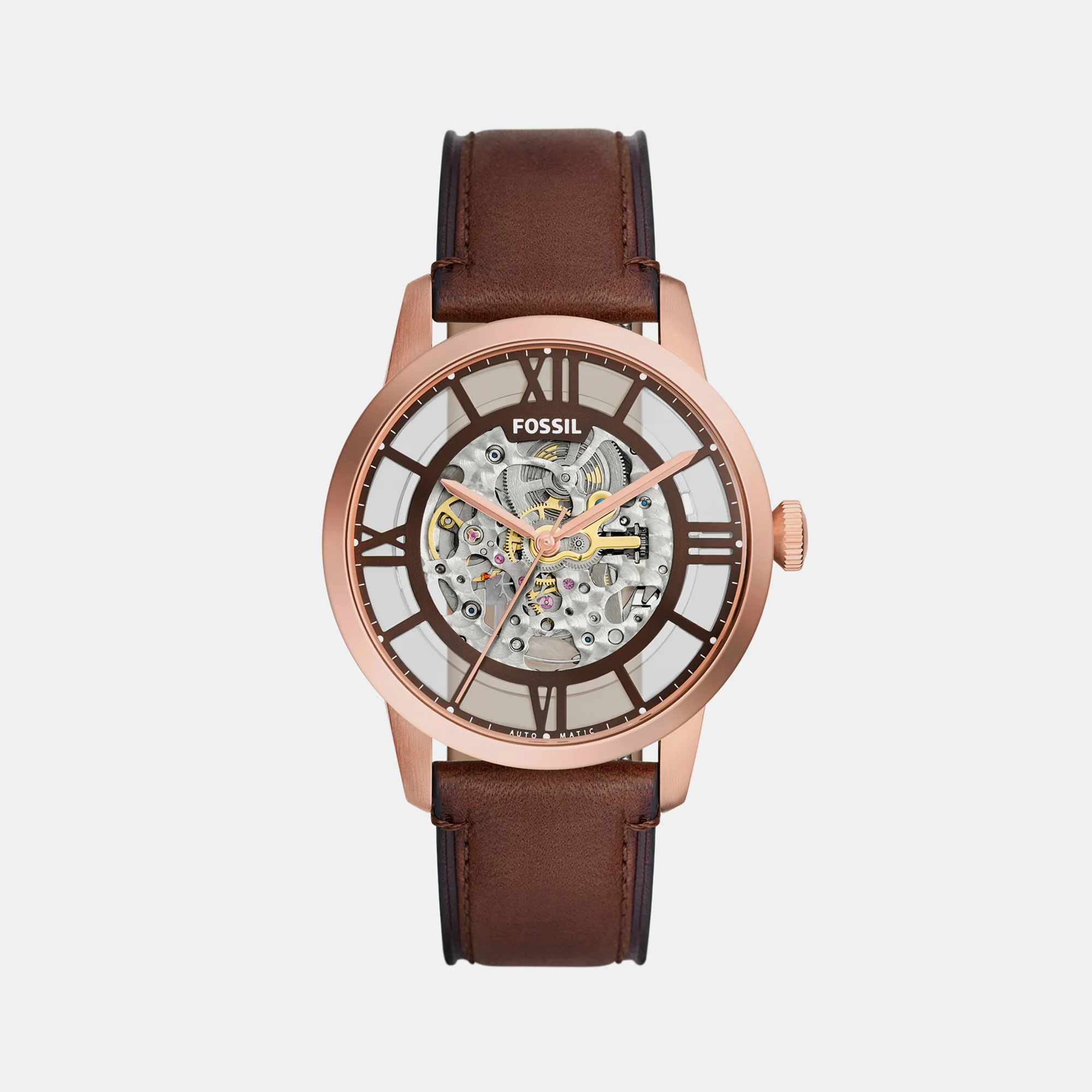 Towns Men Automatic Brown Dial Analog Leather Watch ME3259 - Image 2