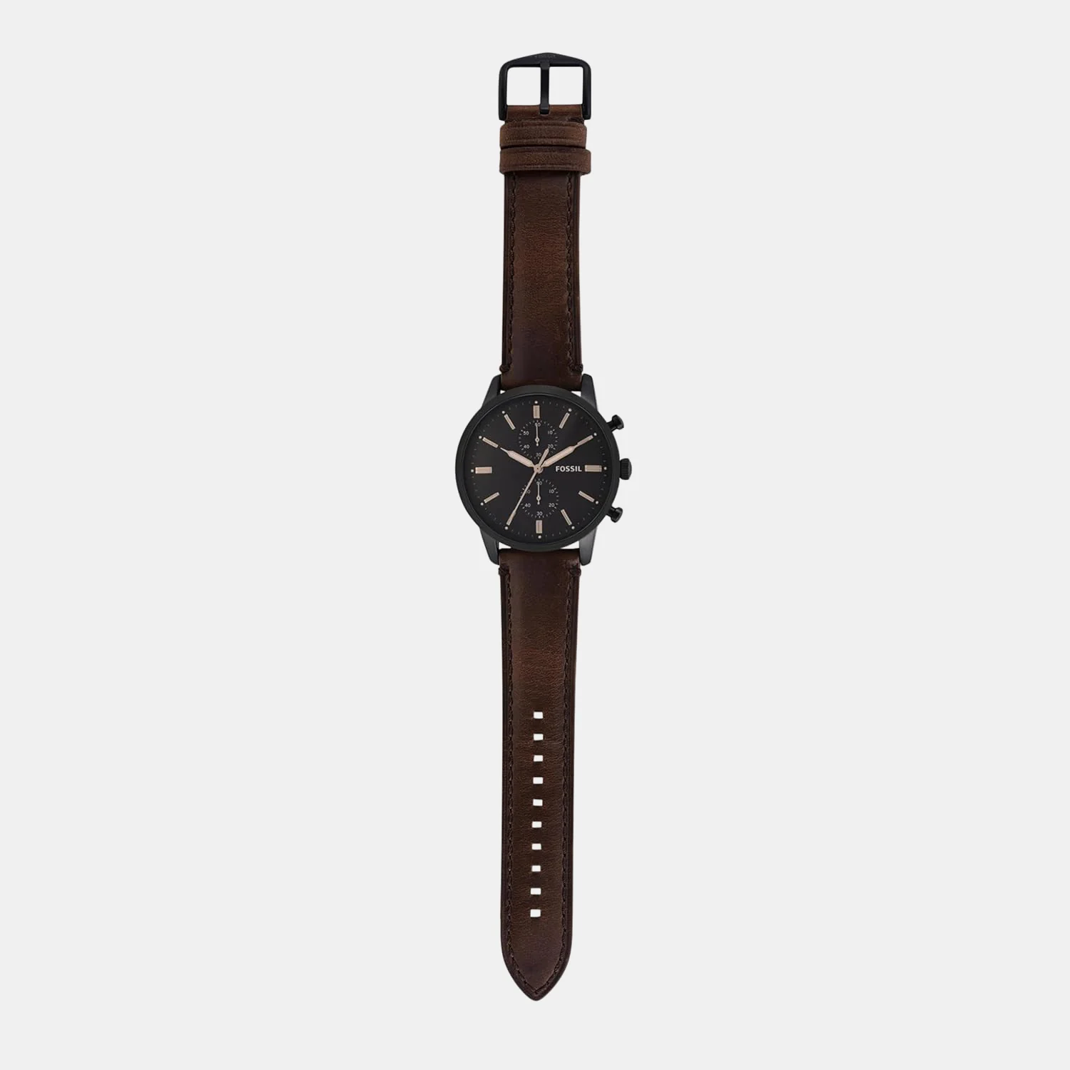 Towns Men Quartz Black Dial Chronograph Leather Watch FS5437 - Image 5