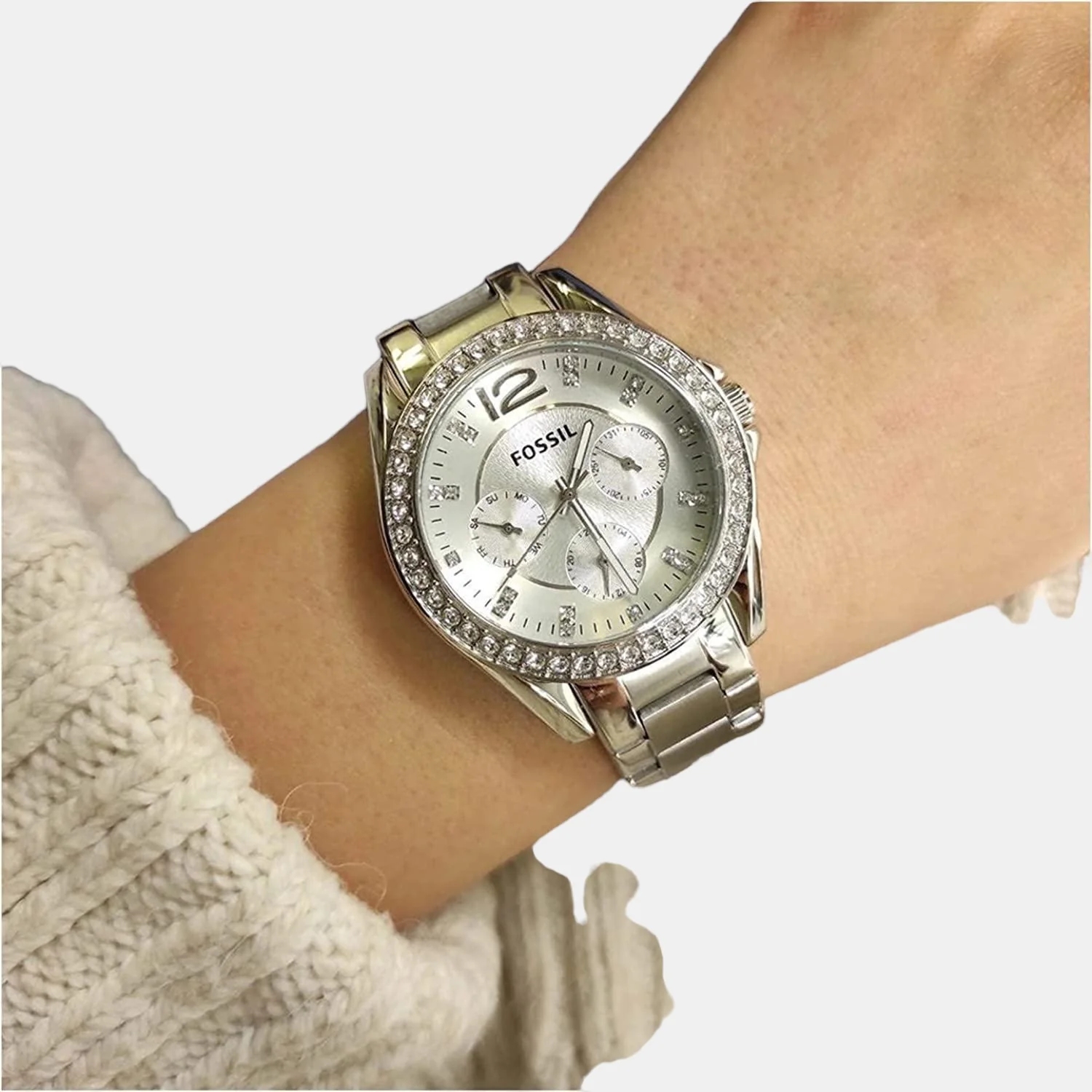 Women Quartz Silver Dial Chronograph Stainless Steel Watch ES3202I - Image 6