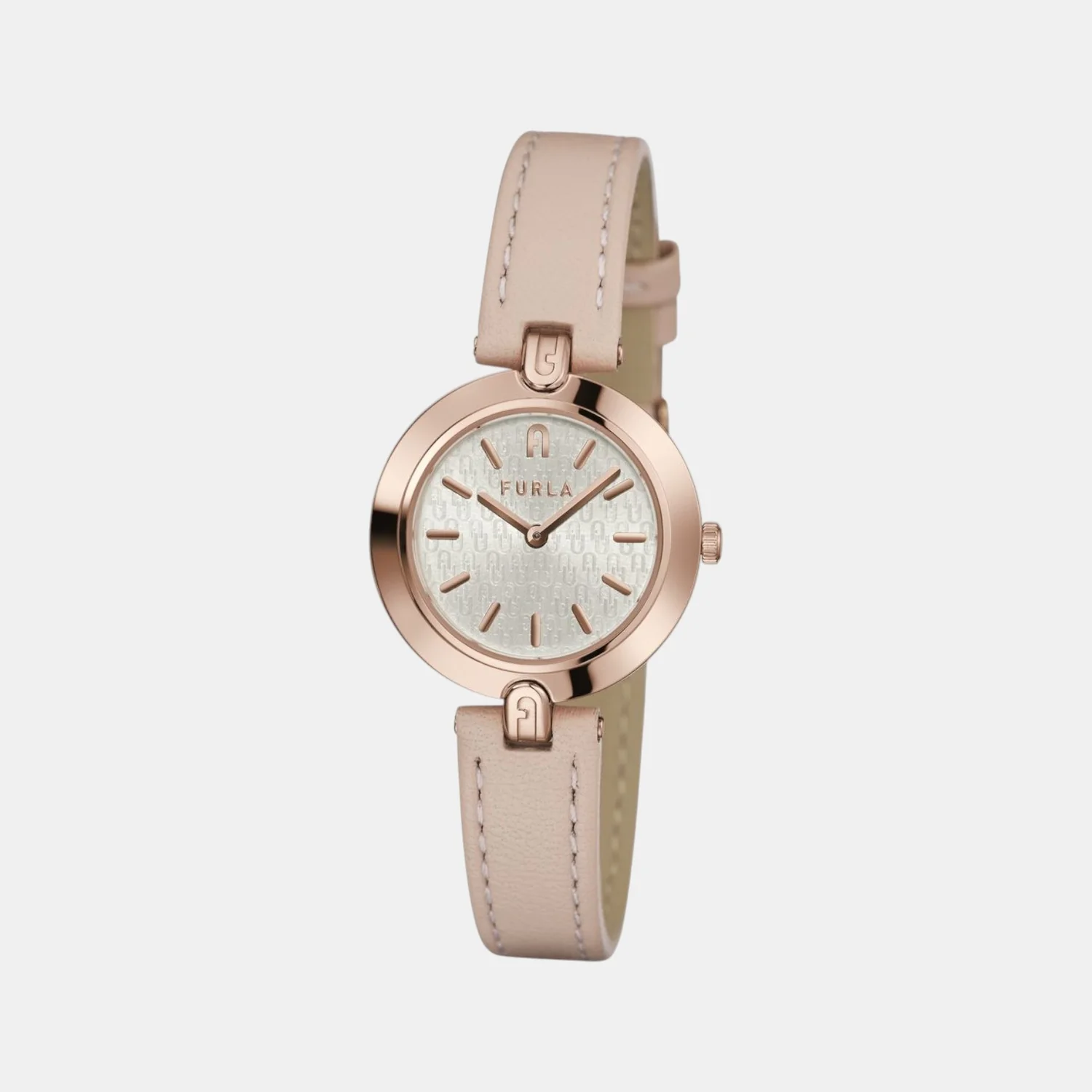 Furla Logo Links Women Quartz Silver Dial Analog Leather Watch WW00006003L3 - Image 4