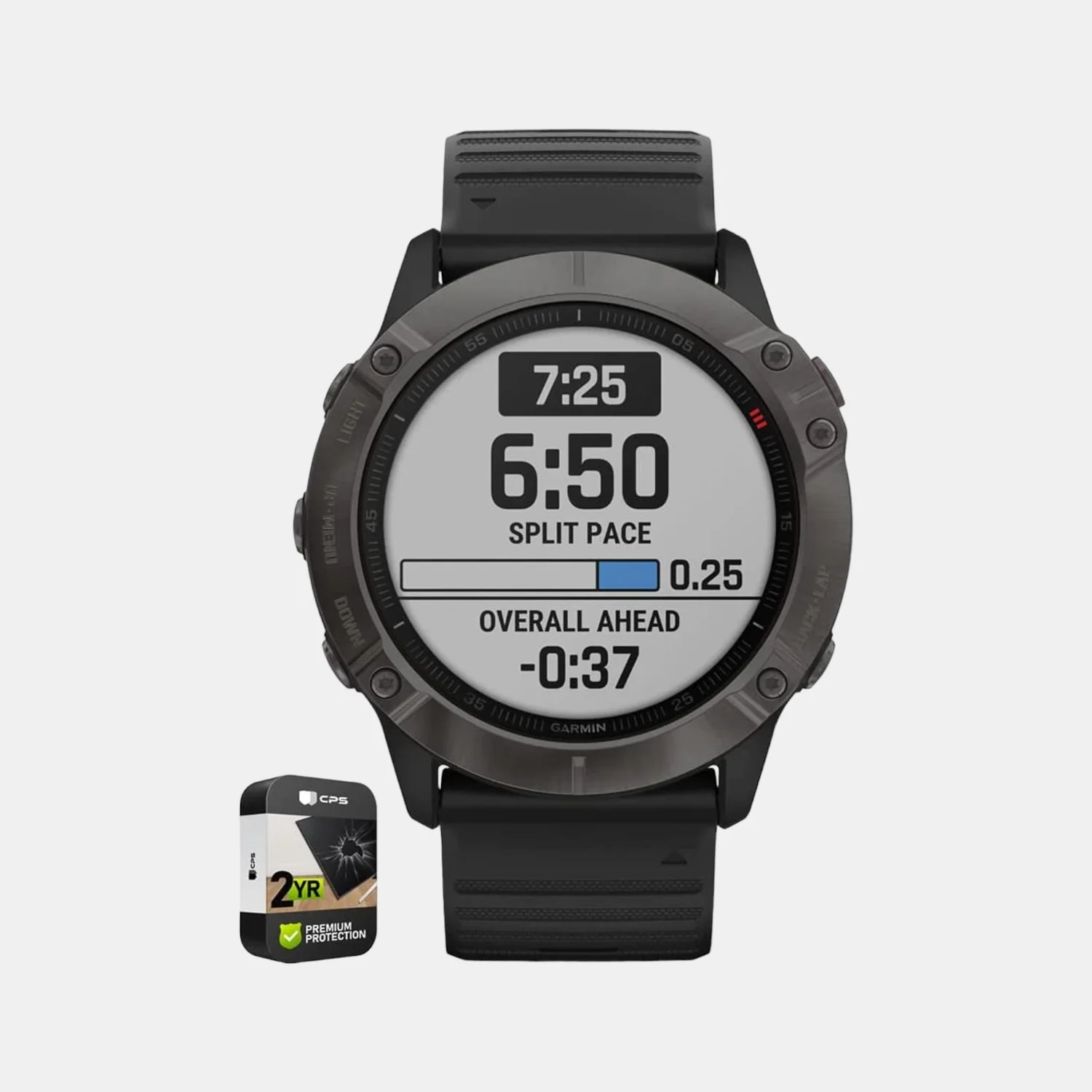Men Processor Grey Dial Digital Leather Watch FENIX 6X CARBON GRAY BLACK