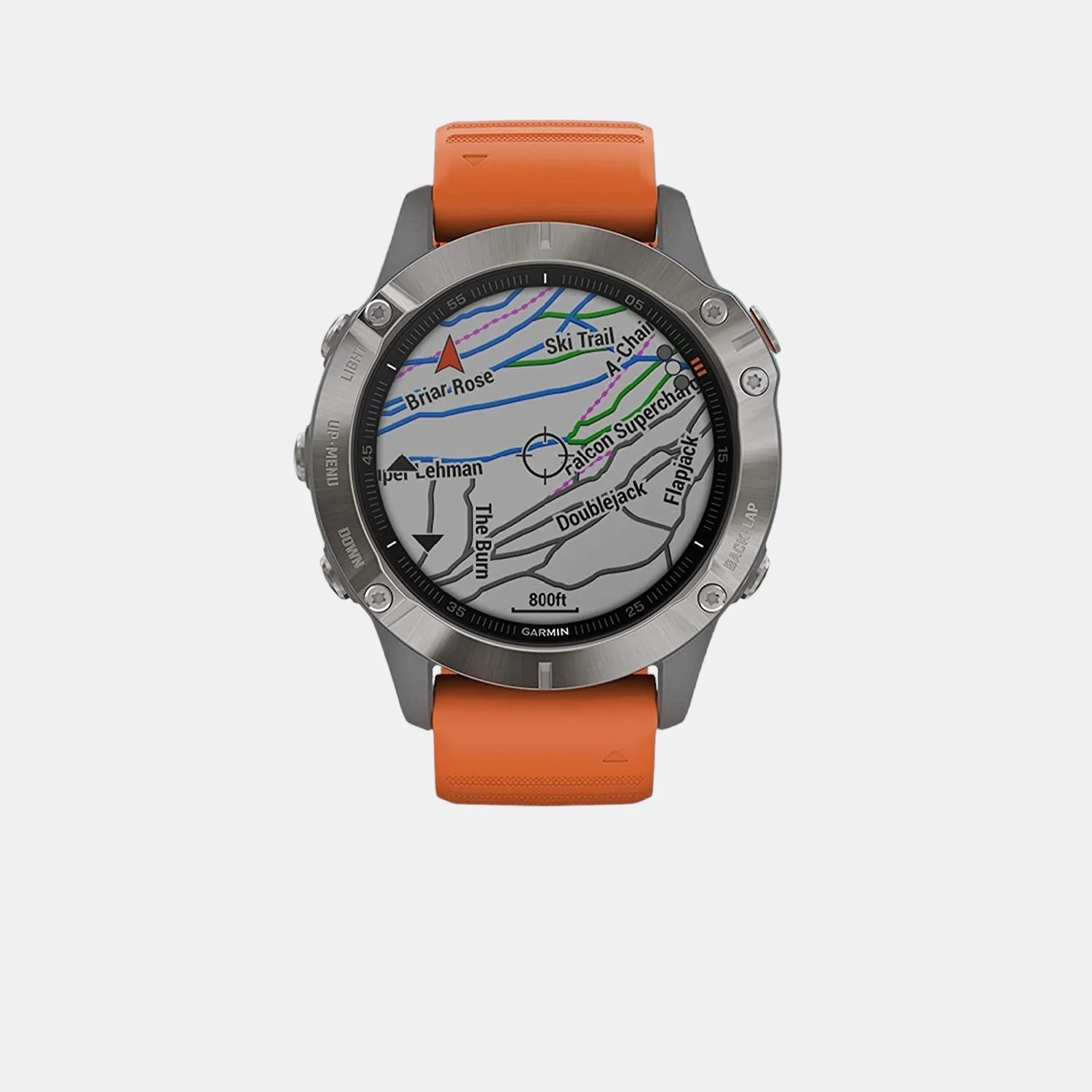 Men Processor Silver Dial Digital Leather Watch FENIX 6 SAPHIRE TITANIUM WITH EMBER ORANGE BAND - Image 5