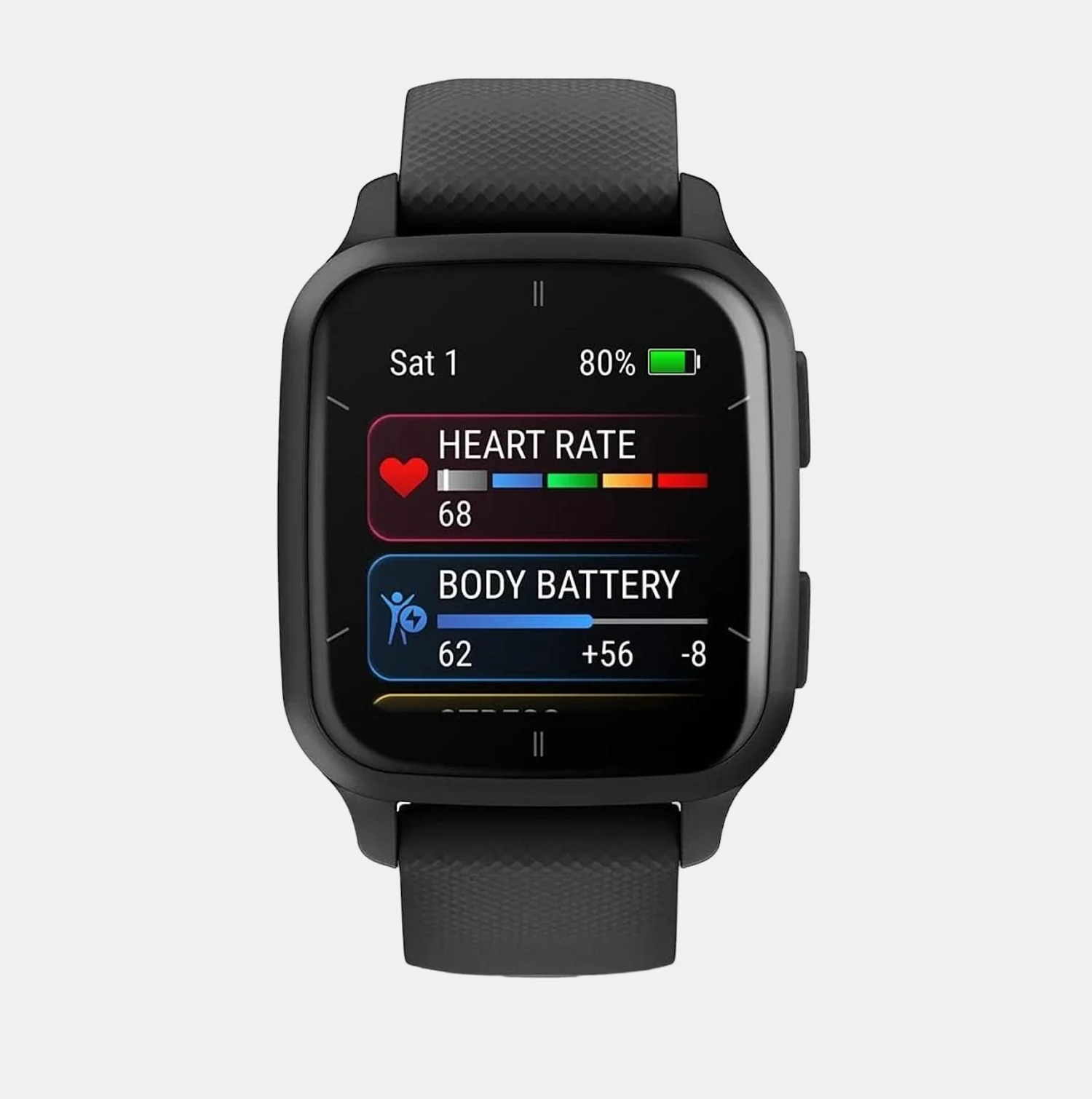 Unisex Processor Black Dial Amoled Silicone Watch VENU SQ 2 MUSIC BLACK SLATE 010-02700-80 - Image 3