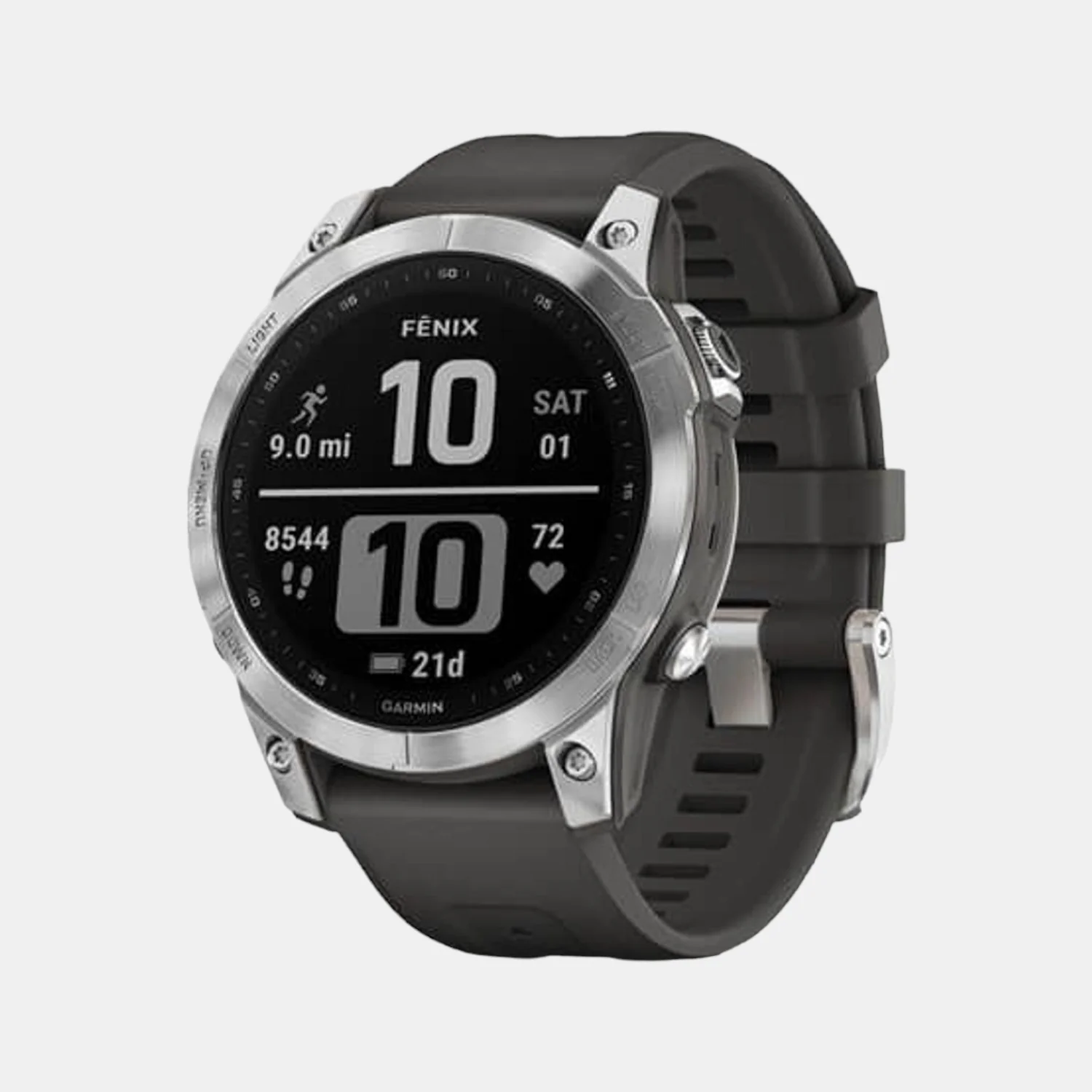 Unisex Processor Black Dial Digital Silicone Watch FENIX 7 SILVER GRAPHITE 010-02540-05