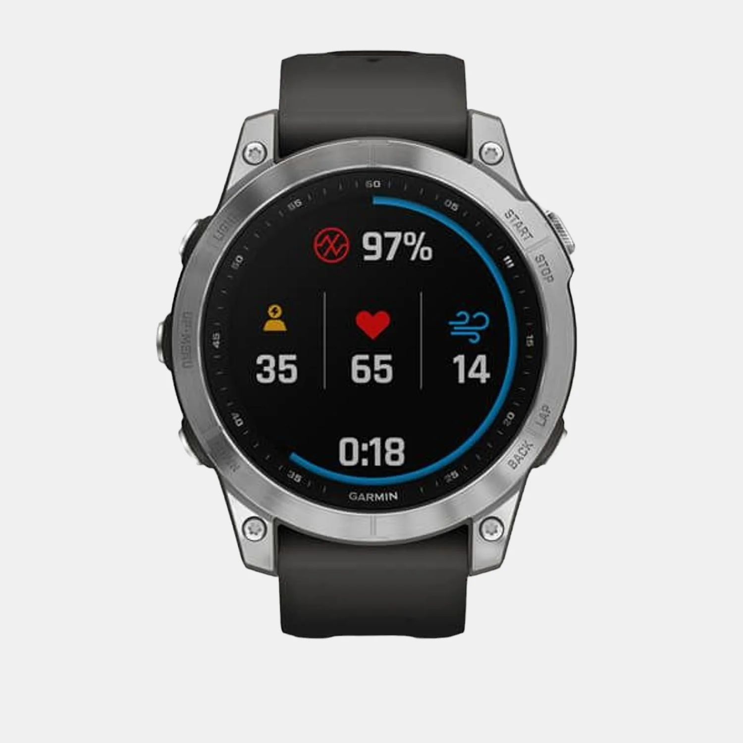 Unisex Processor Black Dial Digital Silicone Watch FENIX 7 SILVER GRAPHITE 010-02540-05 - Image 3