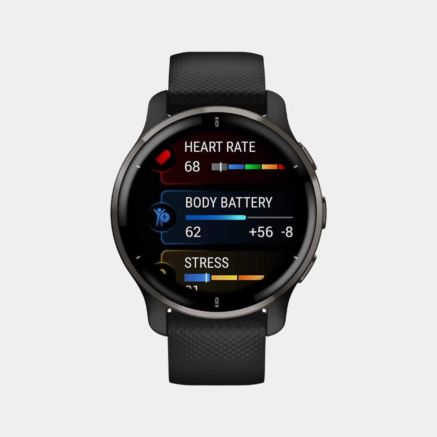 Women Processor Black Dial Amoled Silicone Watch VENU 2 PLUS BLACK WITH SLATE 010-02496-51