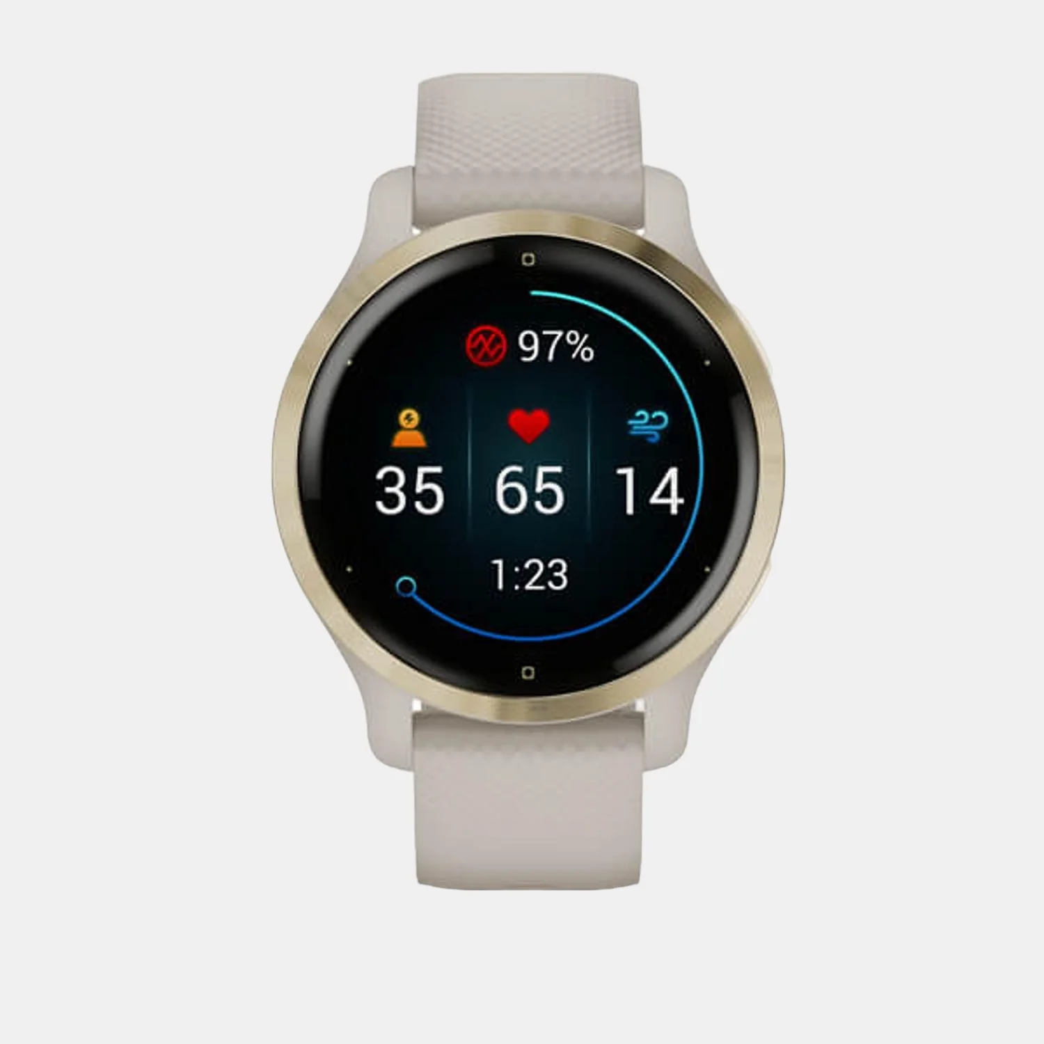 Women Processor Two Tone Dial Amoled Silicone Watch VENU 2S LIGHT GOLDSTEELBEZEL 010-02429-71 - Image 2