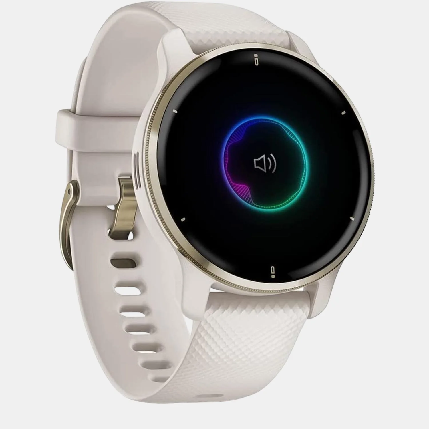 Women Processor White Dial Amoled Silicone Watch VENU 2 PLUS IVORY CREAM GOLD 010-02496-52 - Image 4