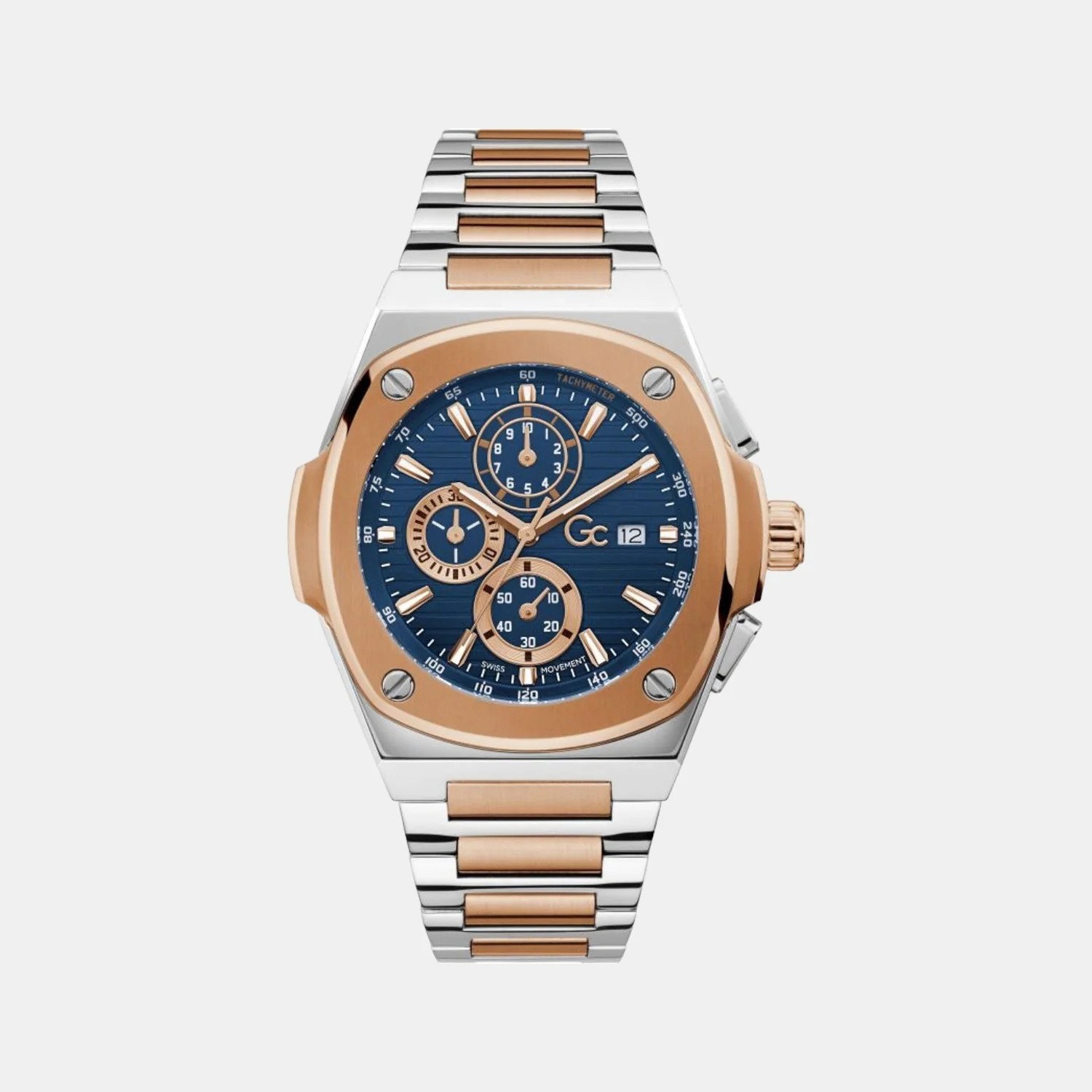 Coussin Shape Men Quartz Blue Dial Chronograph Stainless Steel Watch Y99002G7MF