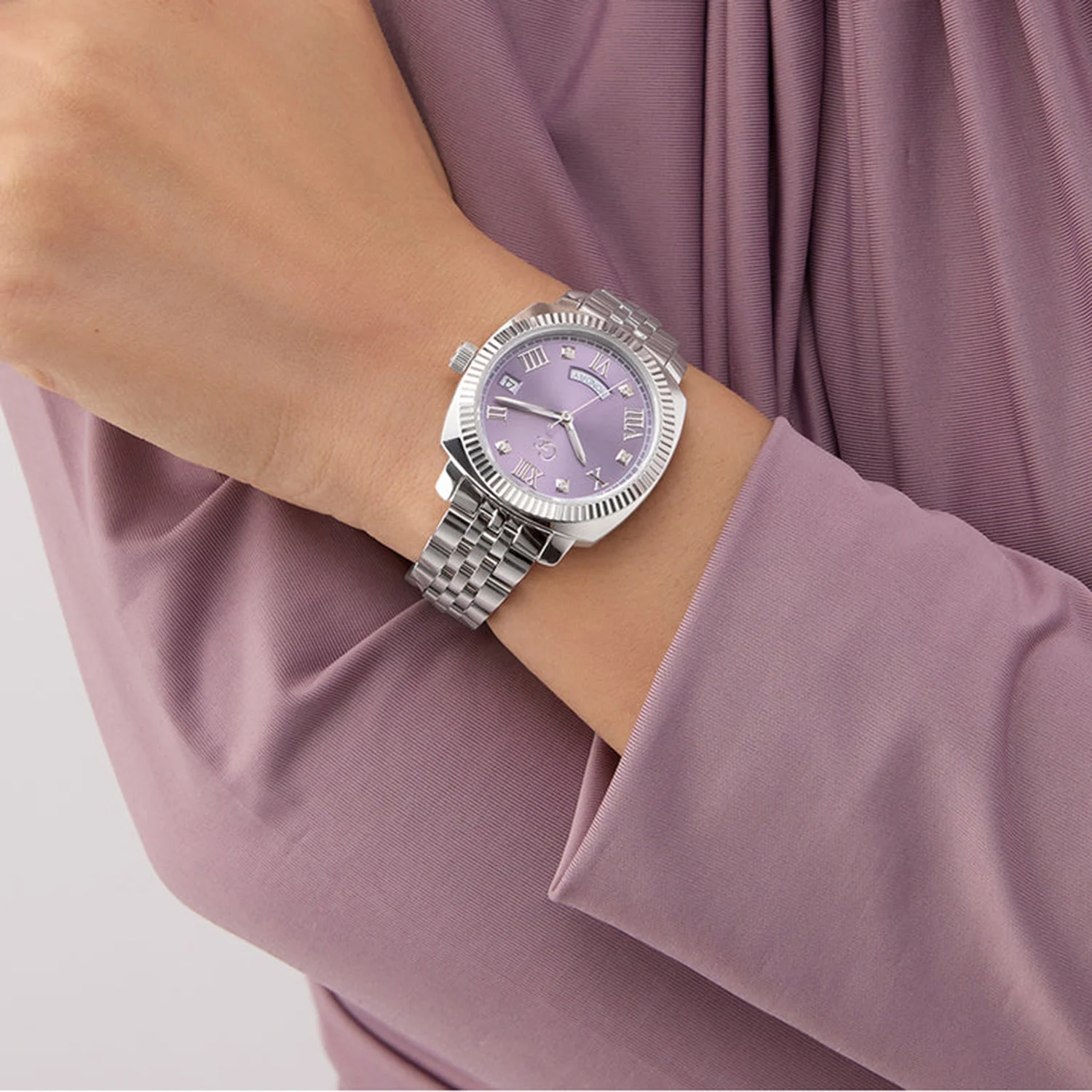 Dress Women Quartz Purple Dial Analog Stainless Steel Watch Z44005L3 - Image 6