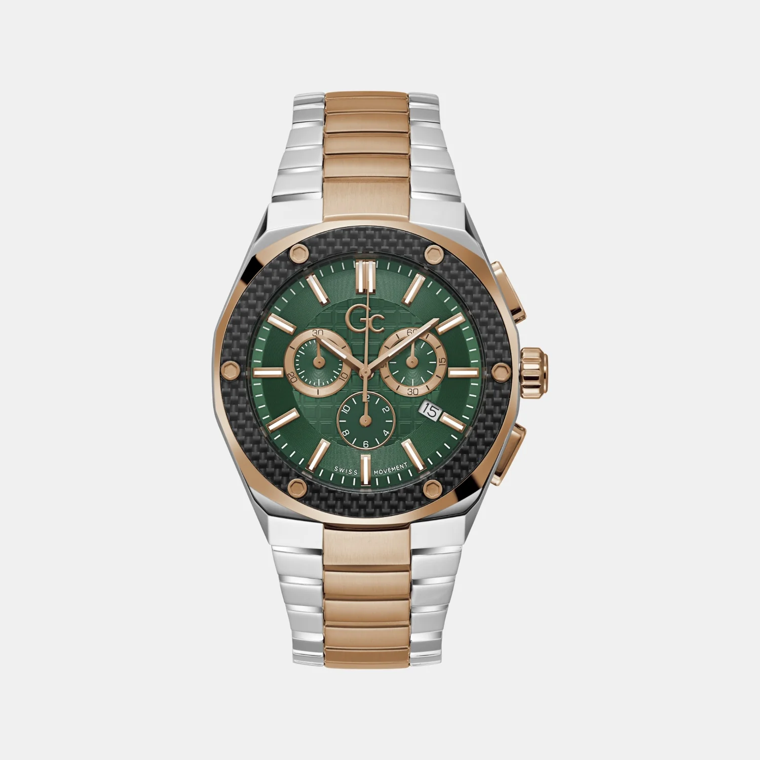 Fiber Men Quartz Green Dial Chronograph Stainless Steel Watch Z37003G3MF - Image 2