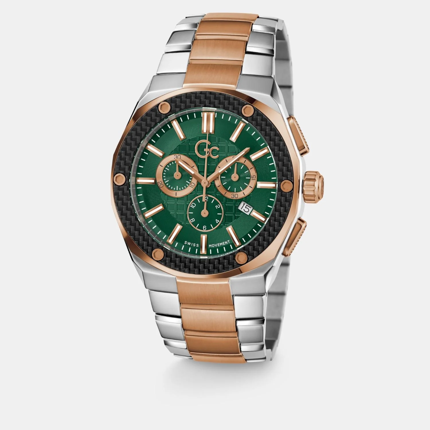 Fiber Men Quartz Green Dial Chronograph Stainless Steel Watch Z37003G3MF - Image 3