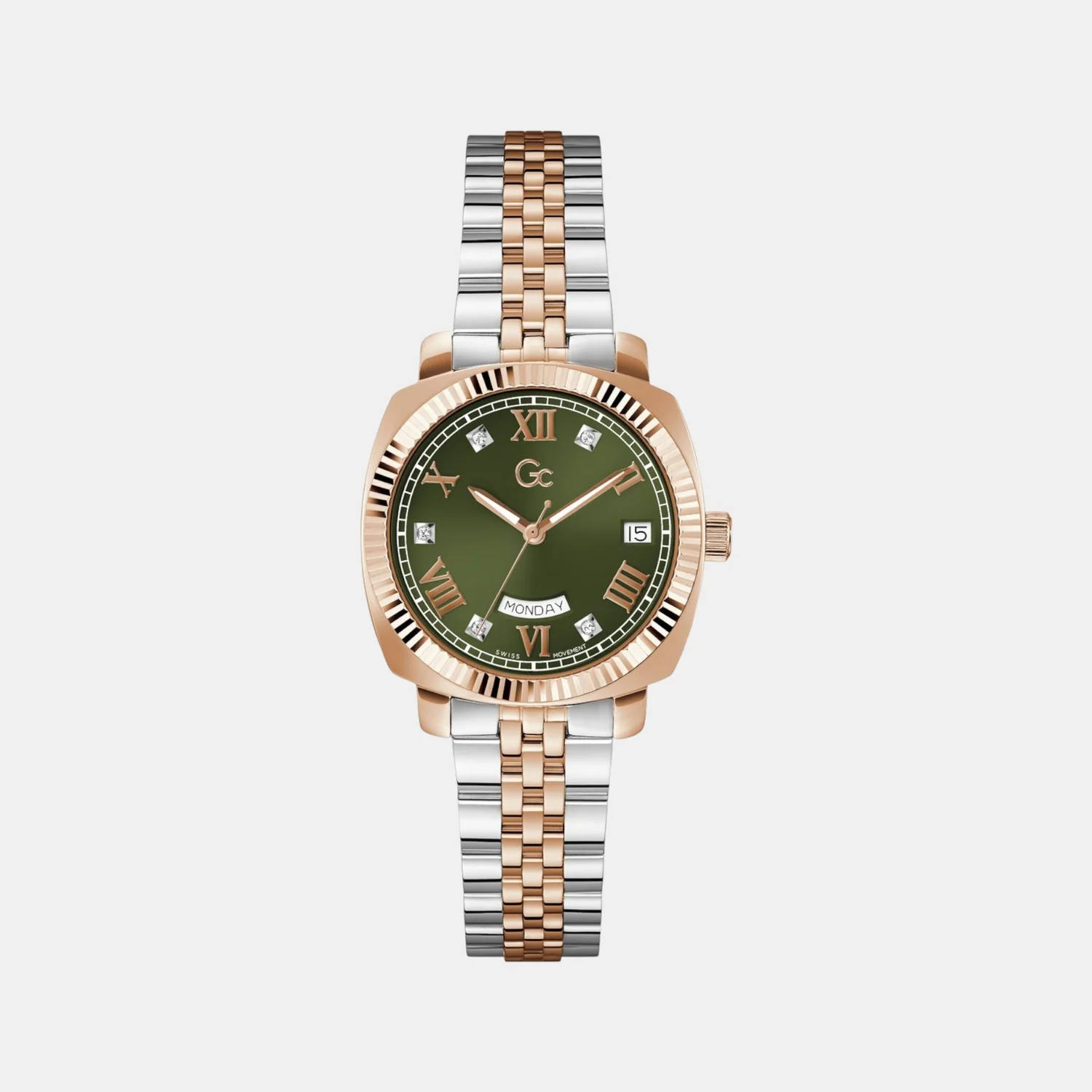 Gc Flair Coussin Lady Women Quartz Green Dial Analog Stainless Steel Watch Z44004L3 - Image 2