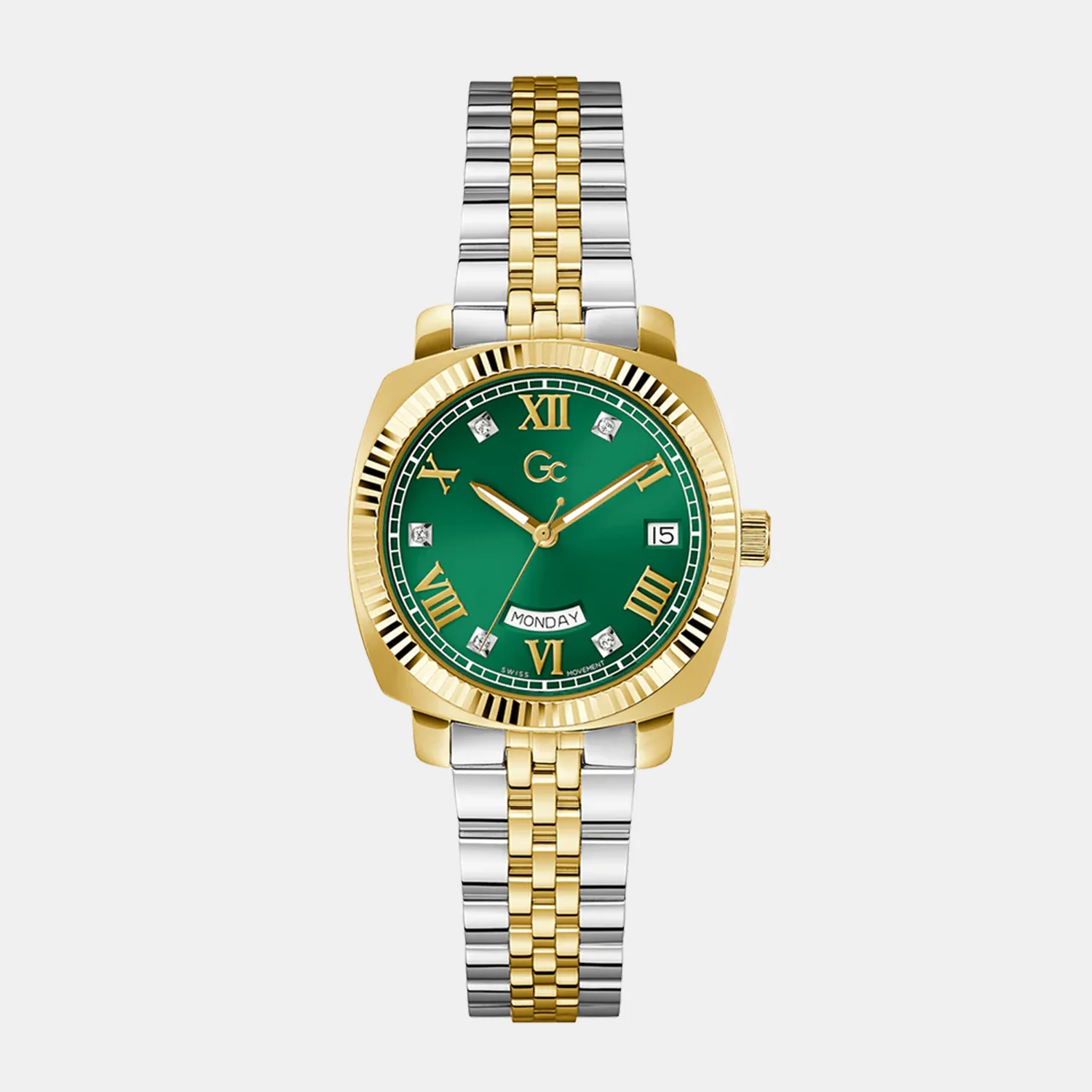 Flair Coussin Women Women Quartz Green Dial Analog Stainless Steel Watch Z44002L9MF
