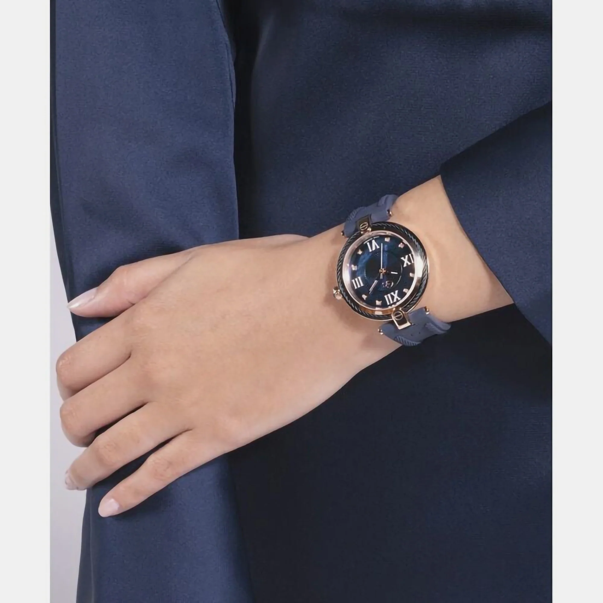 Fusion Cable Women Quartz Mother Of Pearl Dial Analog Silicone Watch Z15004L7MF - Image 8
